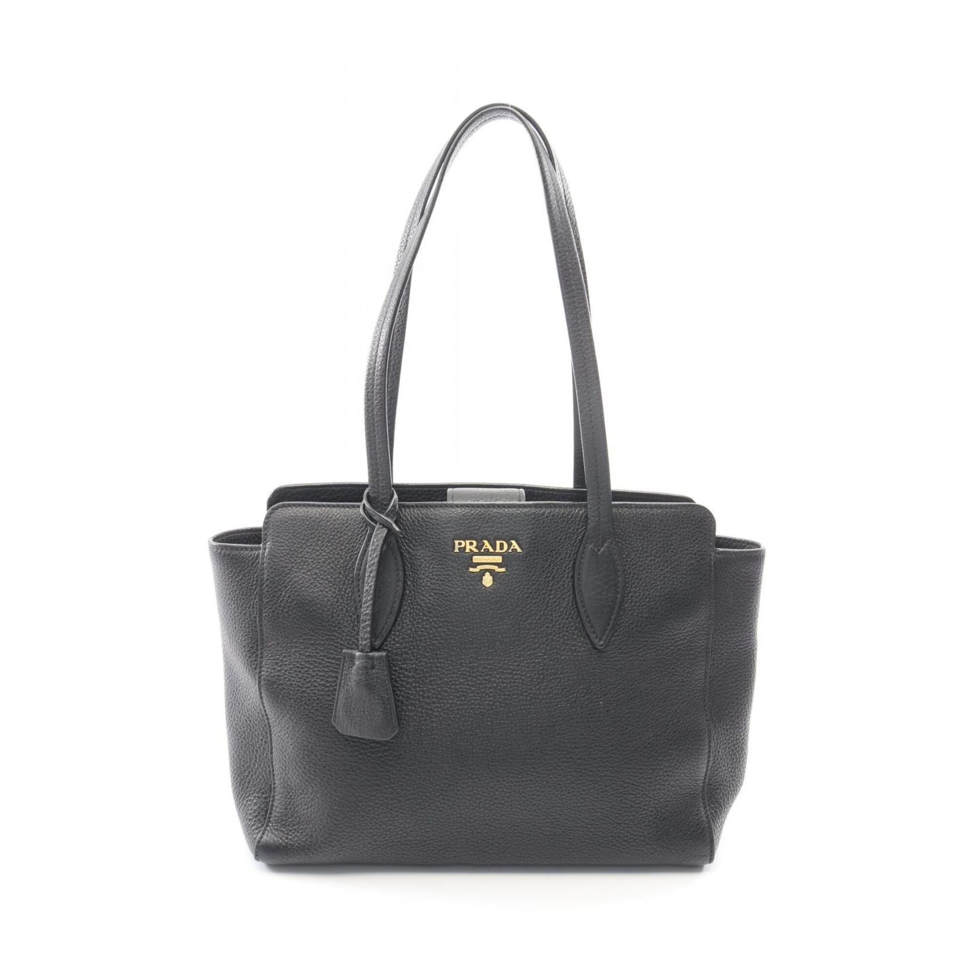 Prada Black Leather Handbag Tote Bag (Pre-Owned)