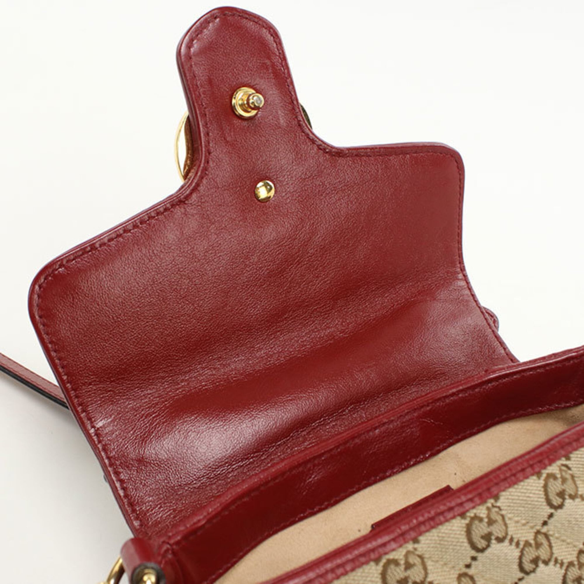 Gucci Beige Gg Canvas Leather Handbag (Pre-Owned)