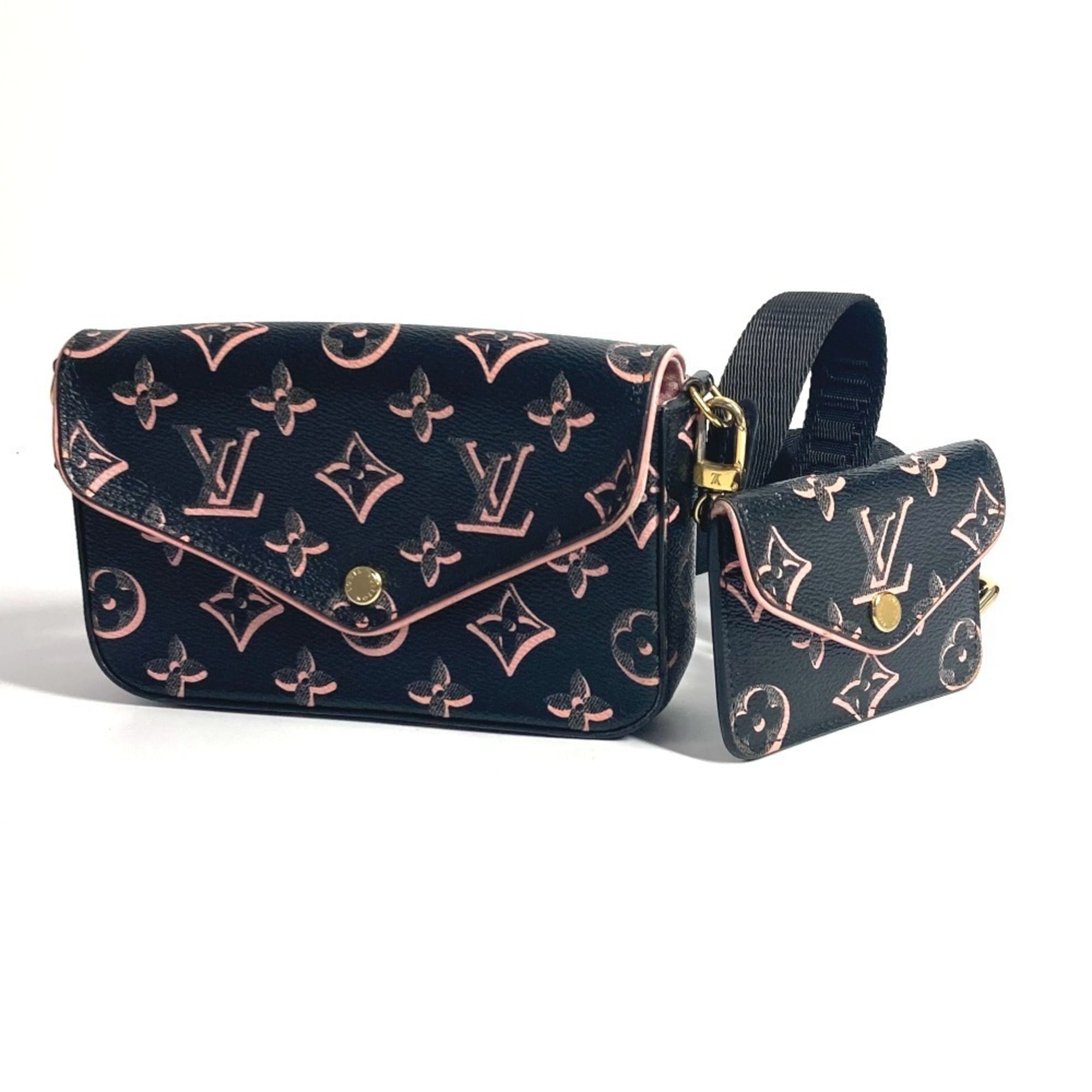Louis Vuitton Black Pink Coated Canvas Pochette Shoulder Bag (Pre-Owned)