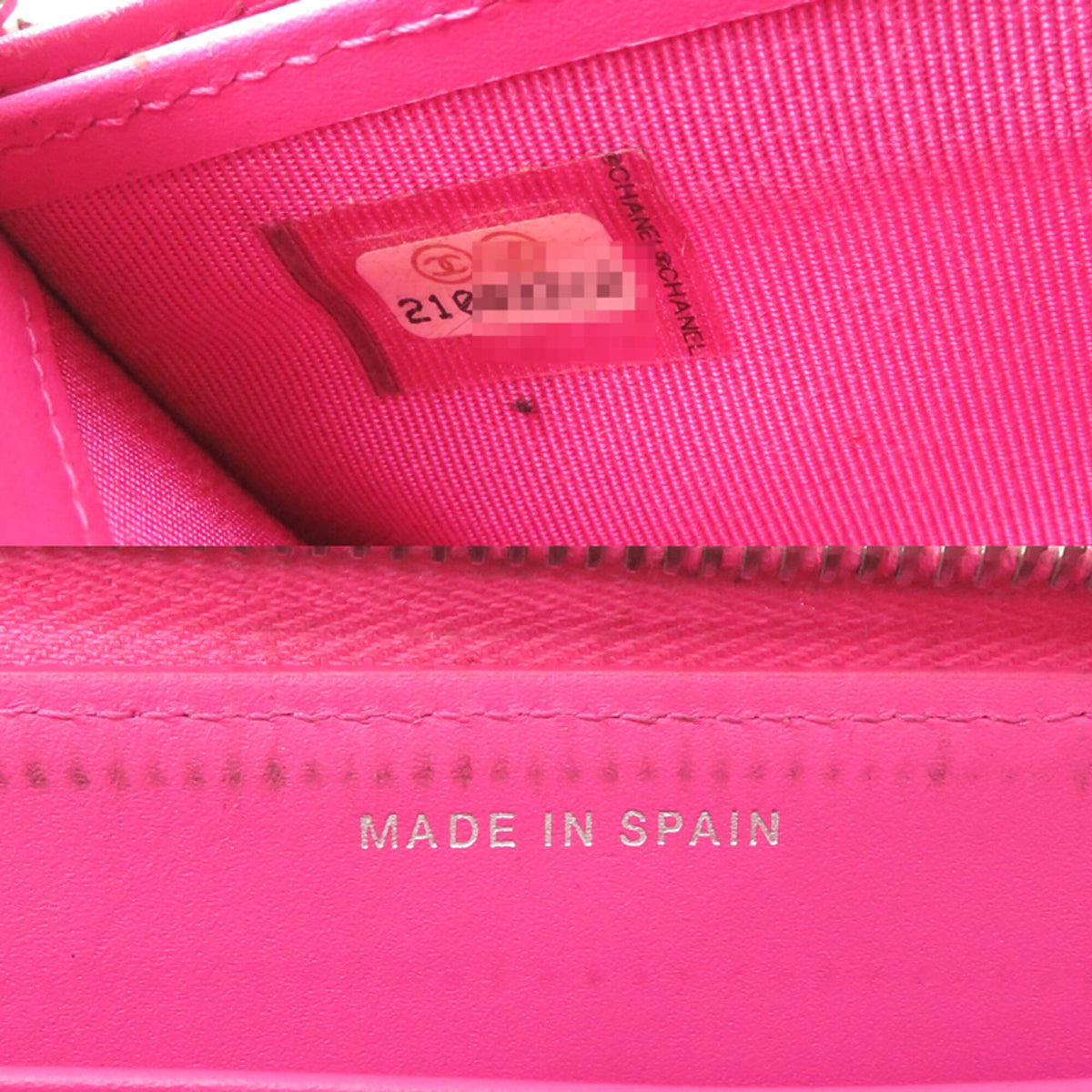 Chanel Pink Grained Calfskin Long Wallet (Bi-Fold) (Pre-Owned)