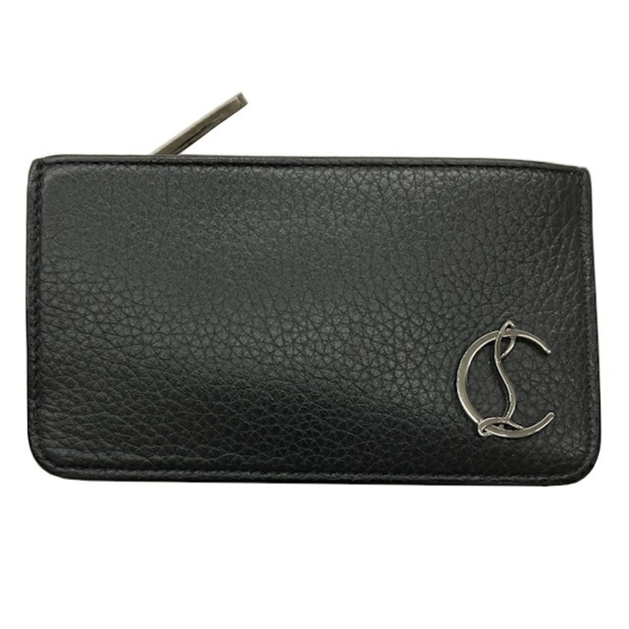 Christian Louboutin Black Red Color Leather Coin Purse/Coin Case (Pre-Owned)