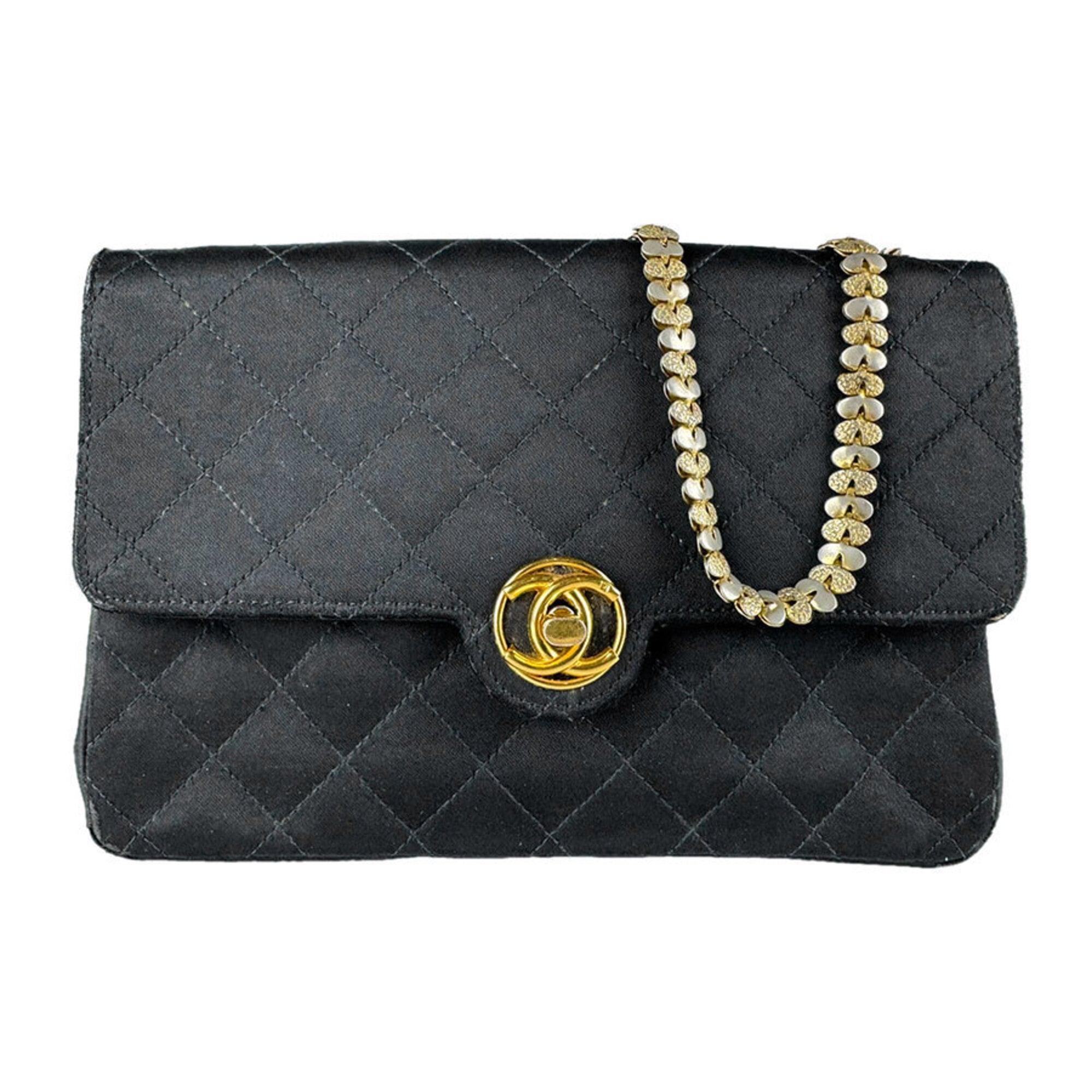 Chanel Black Satin Shoulder Bag (Pre-Owned)