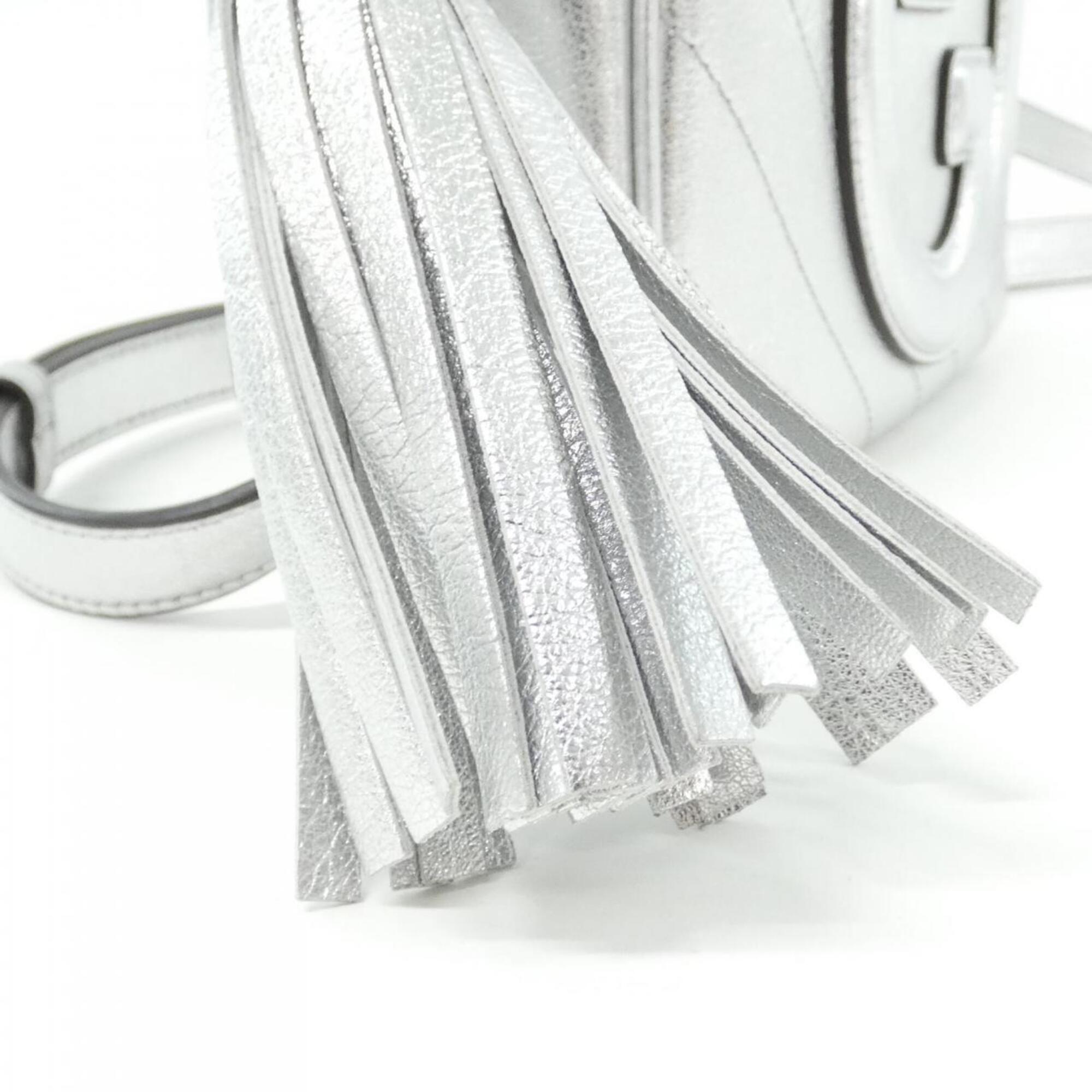 Gucci Metallic Silver Leather Shoulder Bag (Pre-Owned)