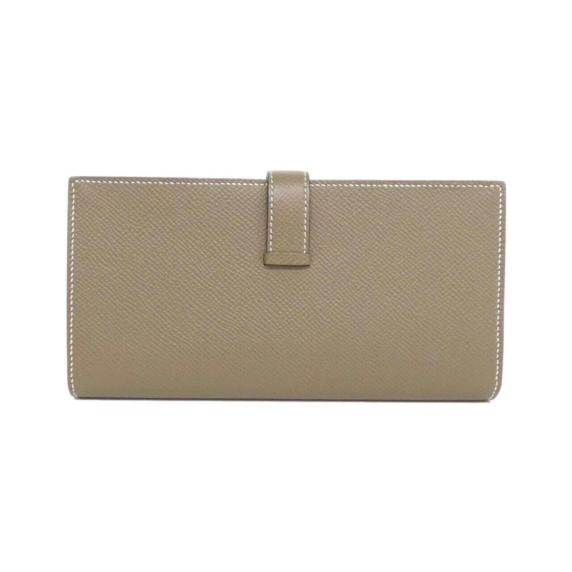 Hermes Etoupe Gray Epsom Leather Long Wallet (Bi-Fold) (Pre-Owned)