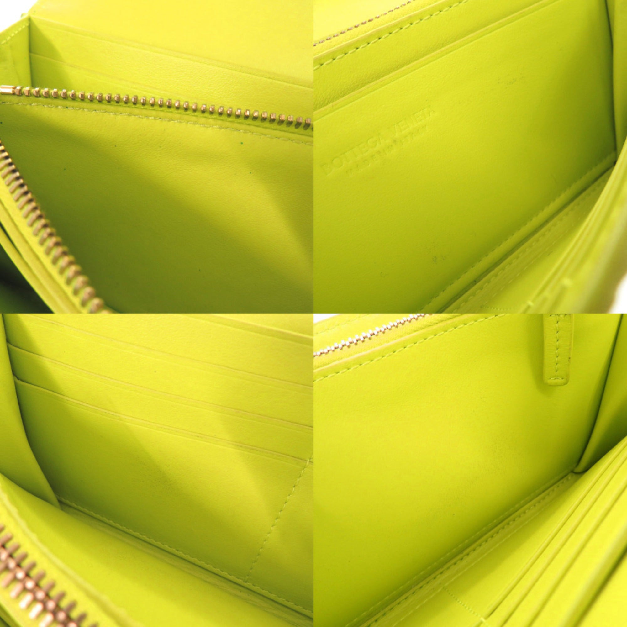 Bottega Veneta Green Yellow Intrecciato Long Wallet (Bi-Fold) (Pre-Owned)
