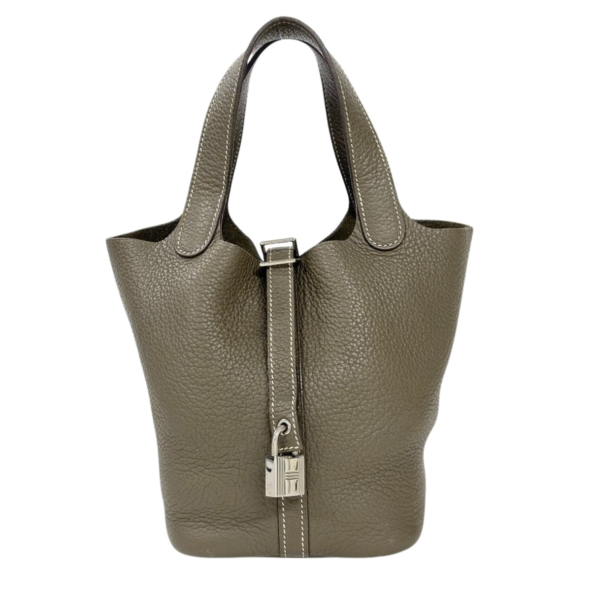 Hermes Picotin Etoupe Gray Gray Taurillon Clemence Leather Handbag (Pre-Owned)