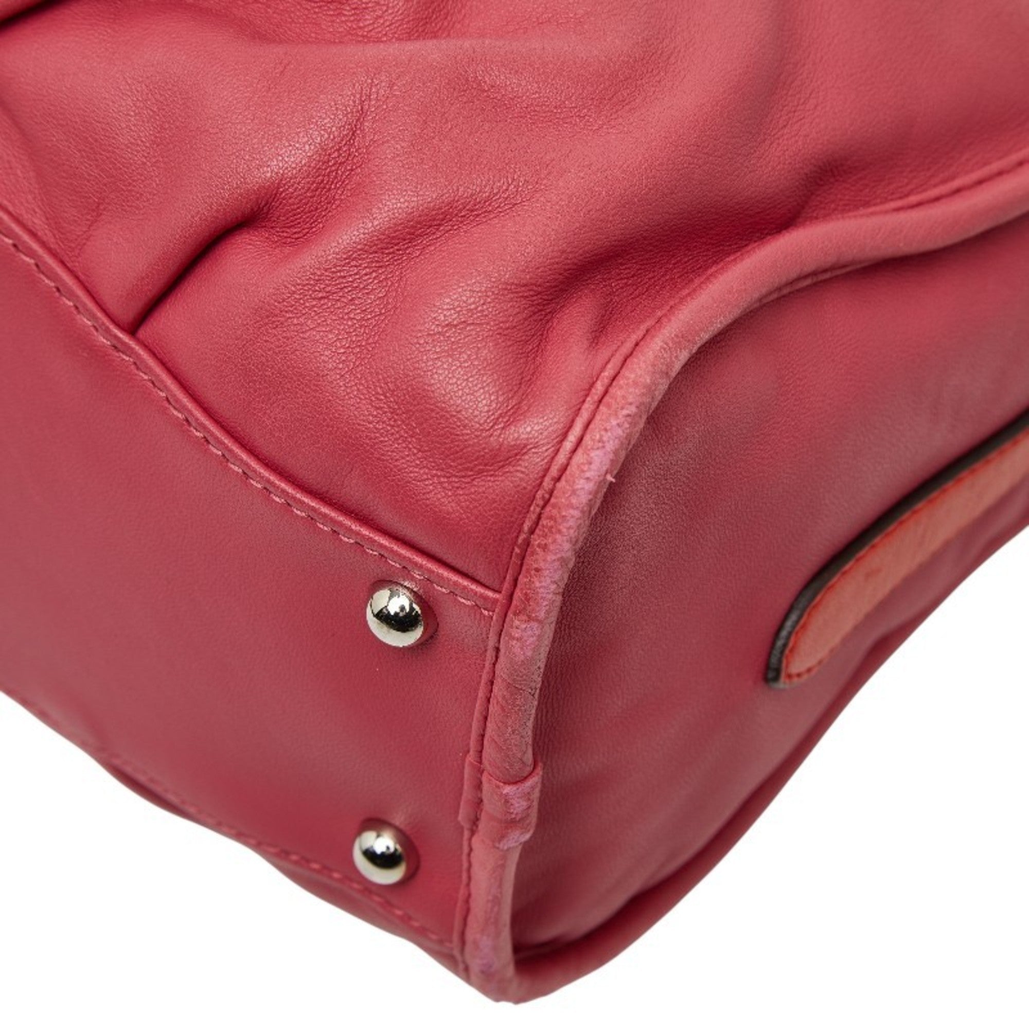 Loewe Pink Red Red Color Leather Handbag Shoulder Bag (Pre-Owned)