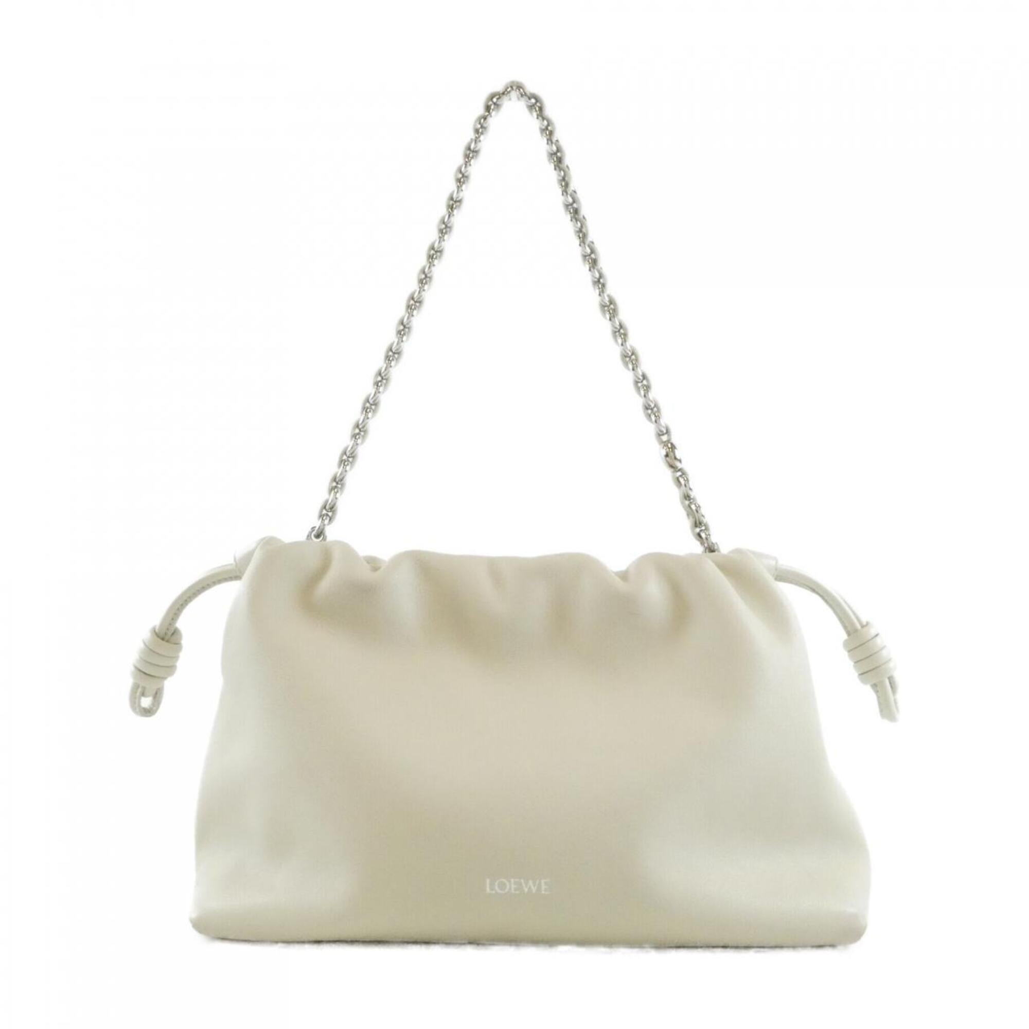 Loewe White Leather Beach Bag Handbag (Pre-Owned)