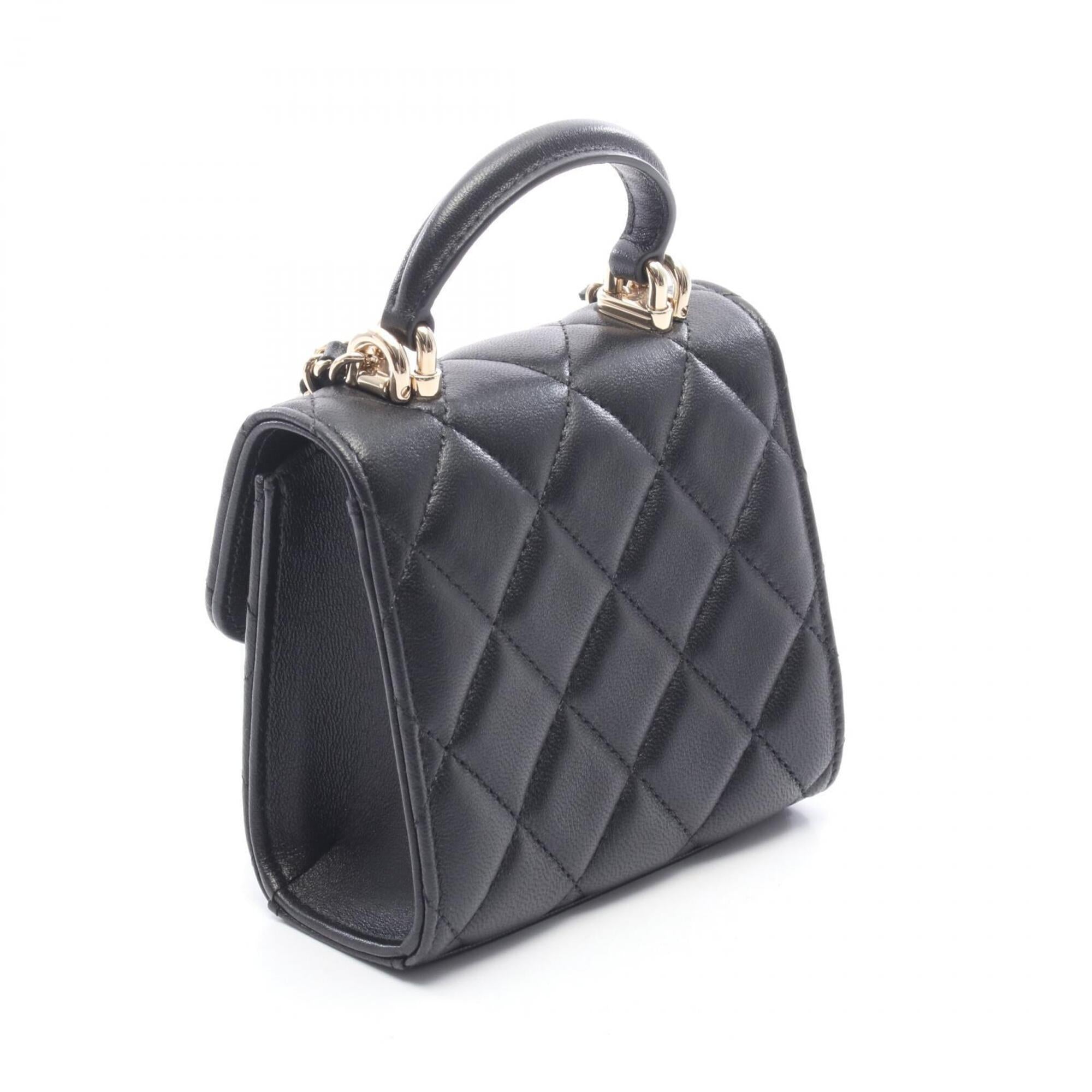 Chanel Black Leather Handbag Shoulder Bag (Pre-Owned)