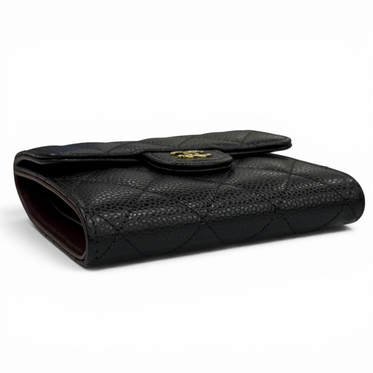 Chanel Black Grained Calfskin Wallet (Tri-Fold) (Pre-Owned)