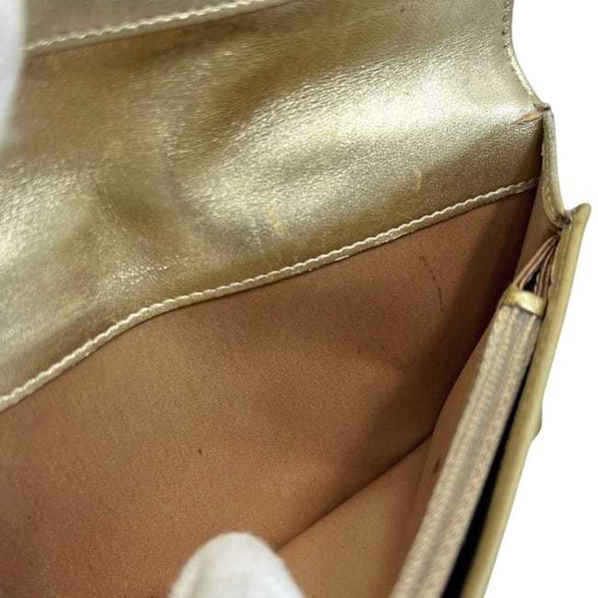 Chanel Gold Patent Leather Long Wallet (Bi-Fold) (Pre-Owned)