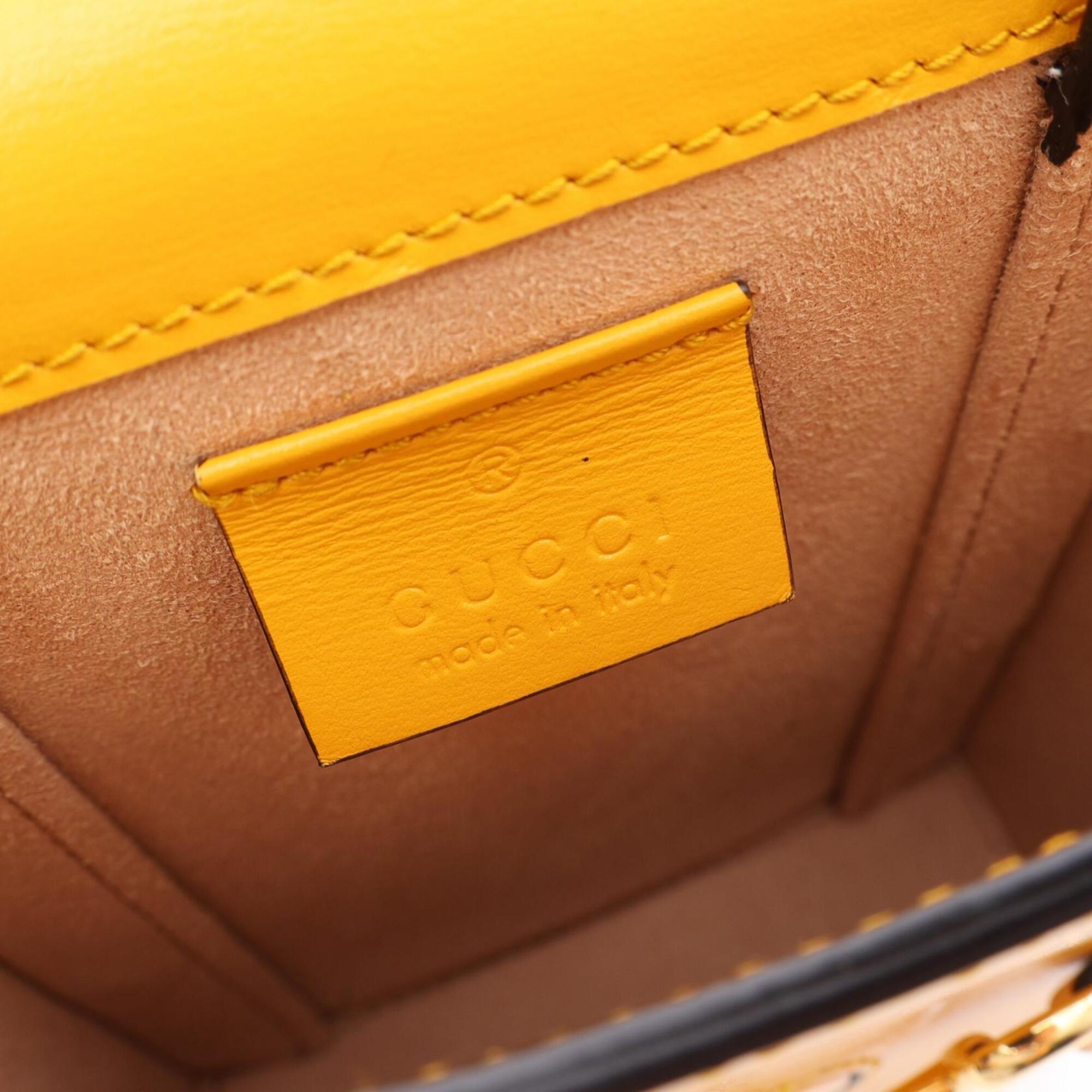 Gucci Yellow Leather Handbag Shoulder Bag (Pre-Owned)