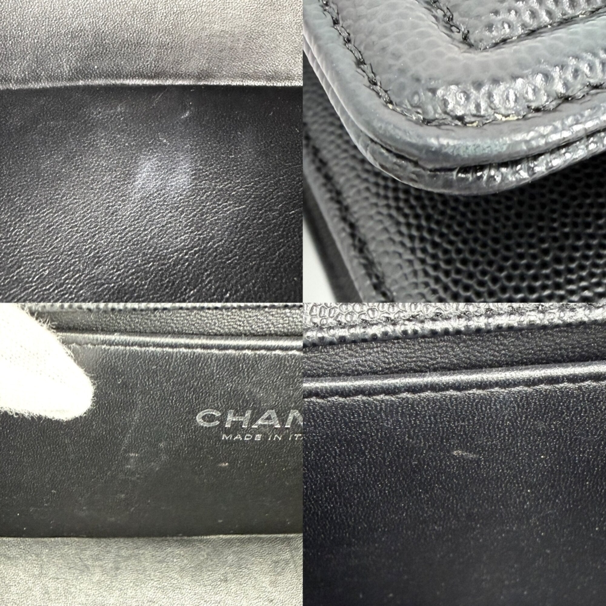 Chanel Matelasse Black Grained Calfskin Shoulder Bag (Pre-Owned)