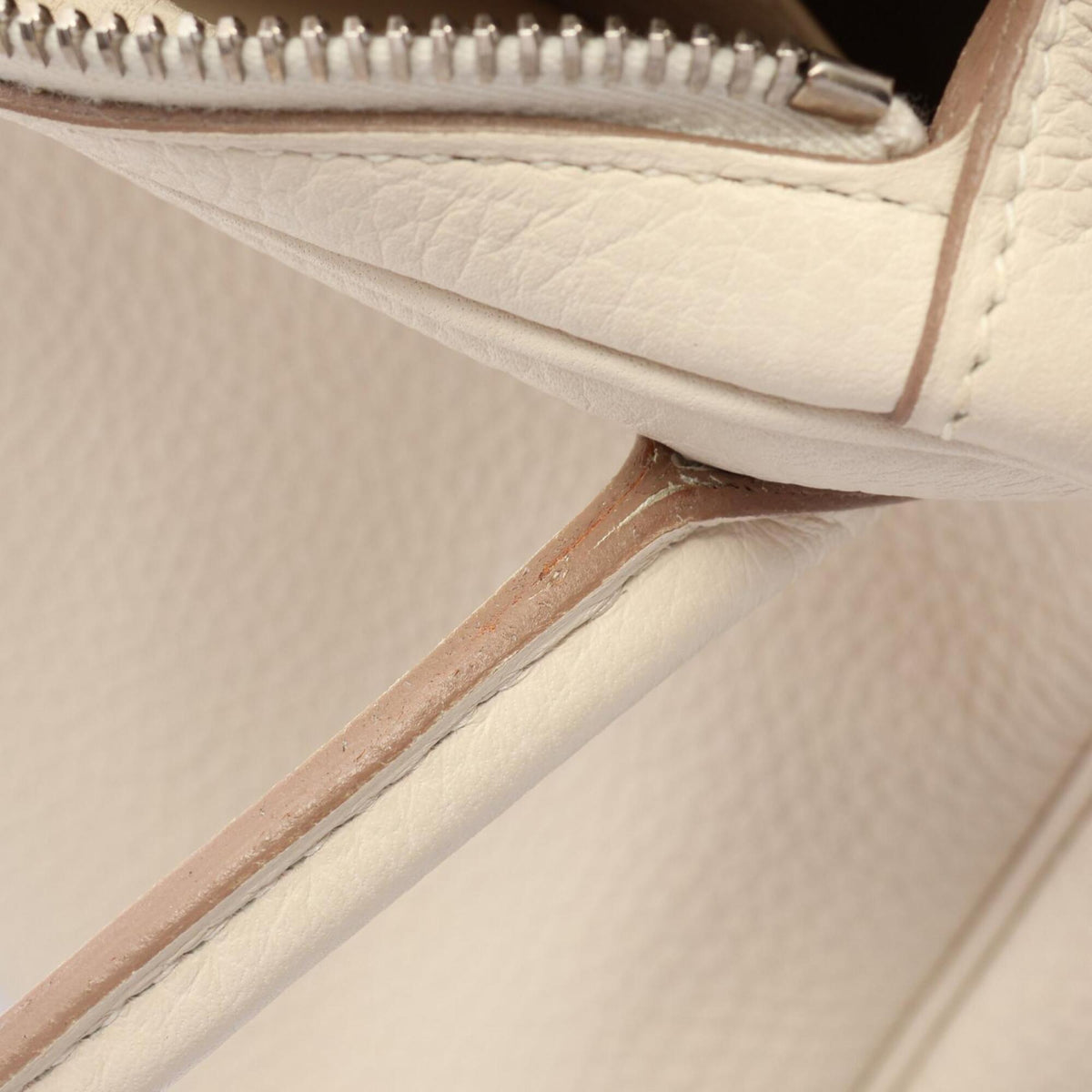 Hermes Ivory Taurillon Clemence Leather Handbag Shoulder Bag (Pre-Owned)