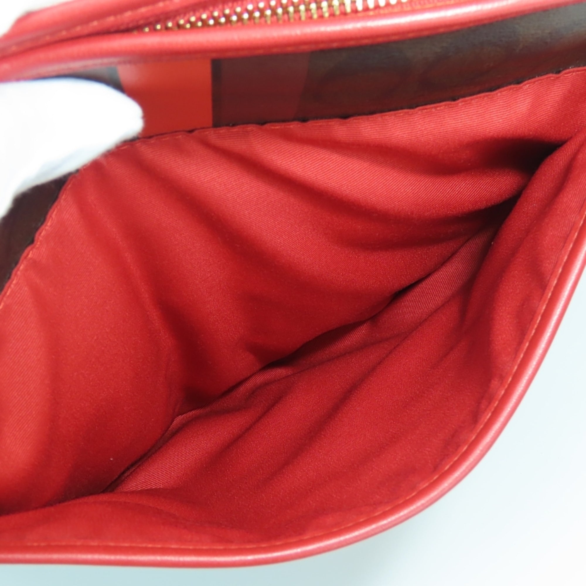 Coach Signature Dark Brown Red Color Pvc Leather Shoulder Bag (Pre-Owned)