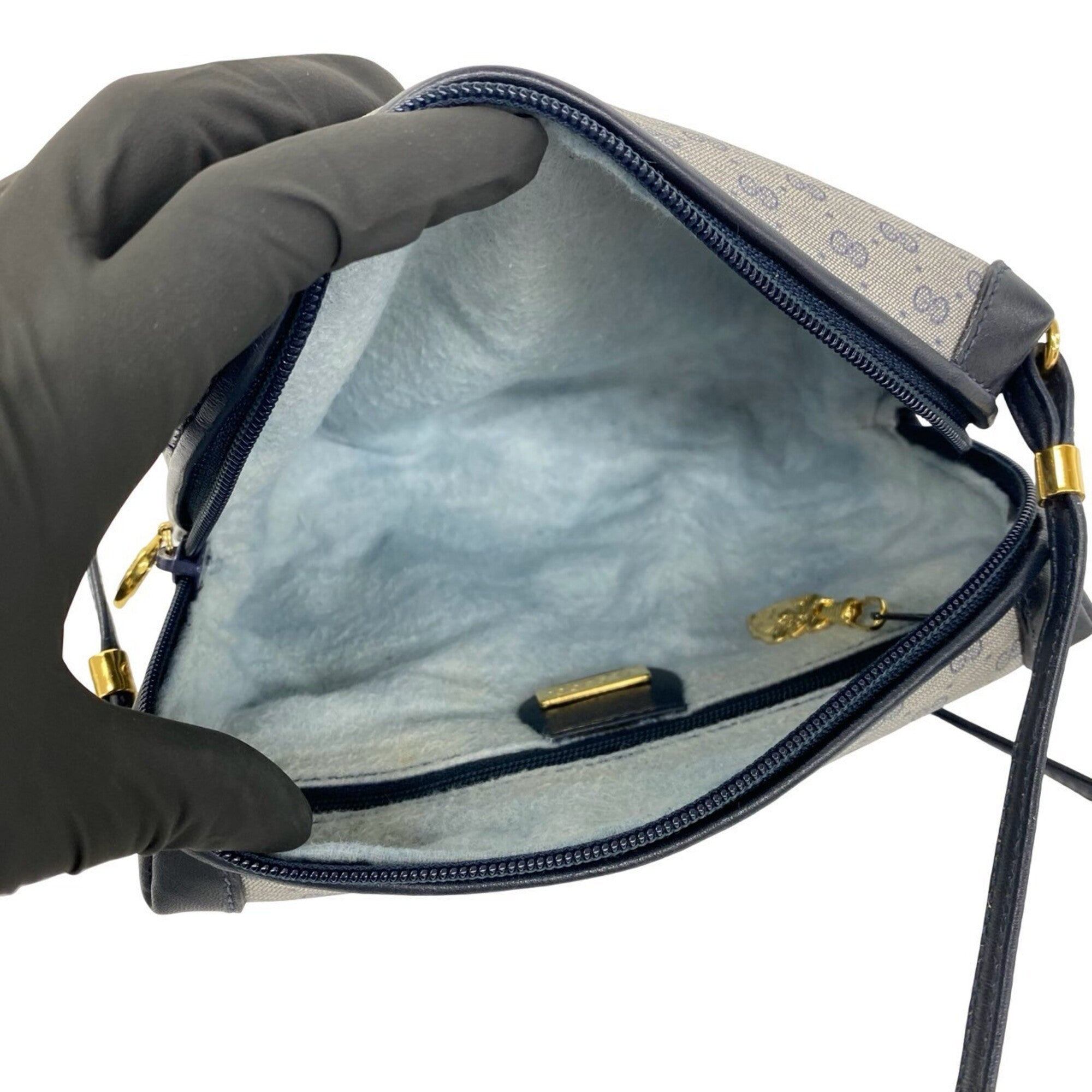 Gucci Navy Leather Pvc Shoulder Bag (Pre-Owned)