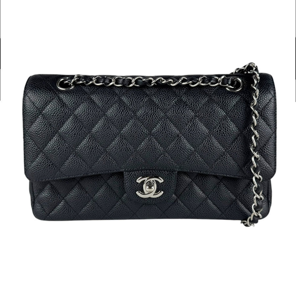 Chanel Black Grained Calfskin Shoulder Bag (Pre-Owned)
