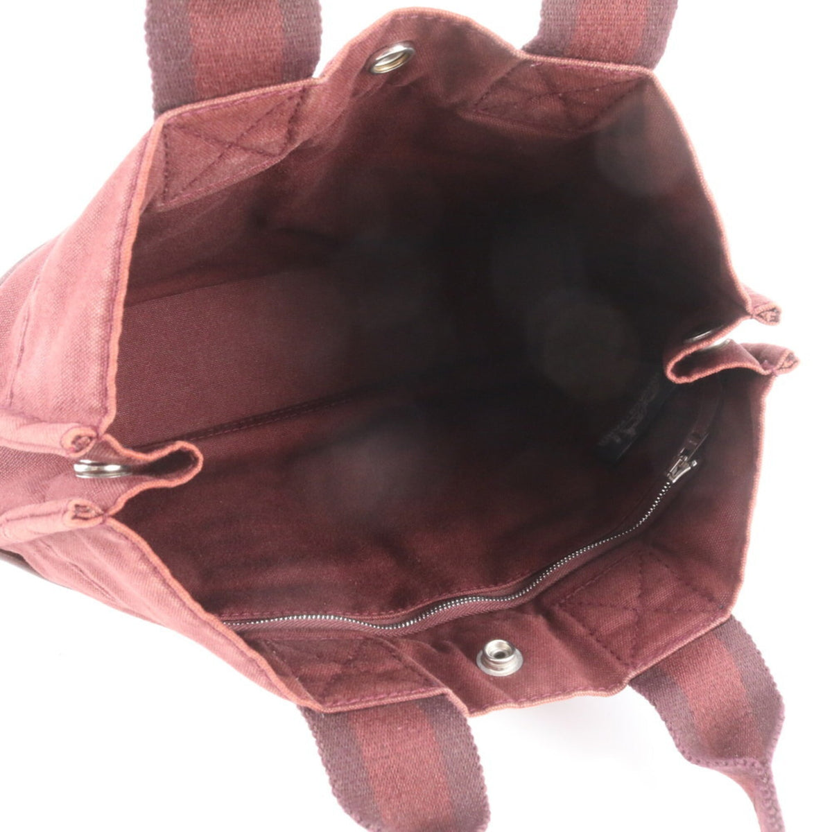 Hermes Red Color Wine Leather Canvas Handbag Shoulder Bag Tote Bag (Pre-Owned)