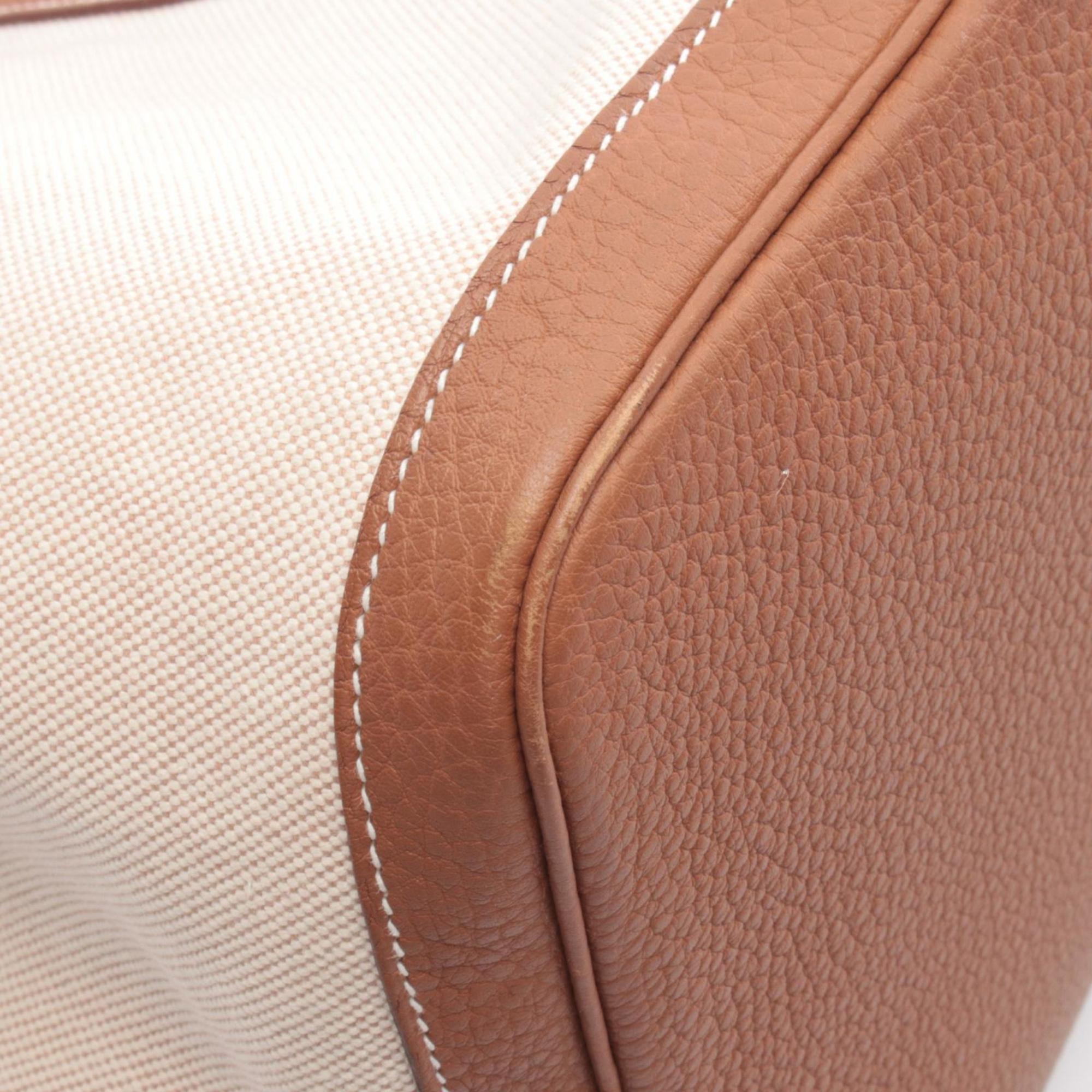 Hermes Brown Ecru Ivory Canvas Toile H Tote Bag (Pre-Owned)