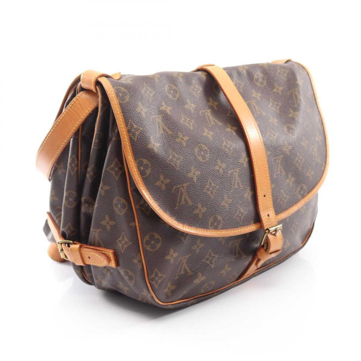 Louis Vuitton Monogram Brown Coated Canvas Leather Shoulder Bag (Pre-Owned)