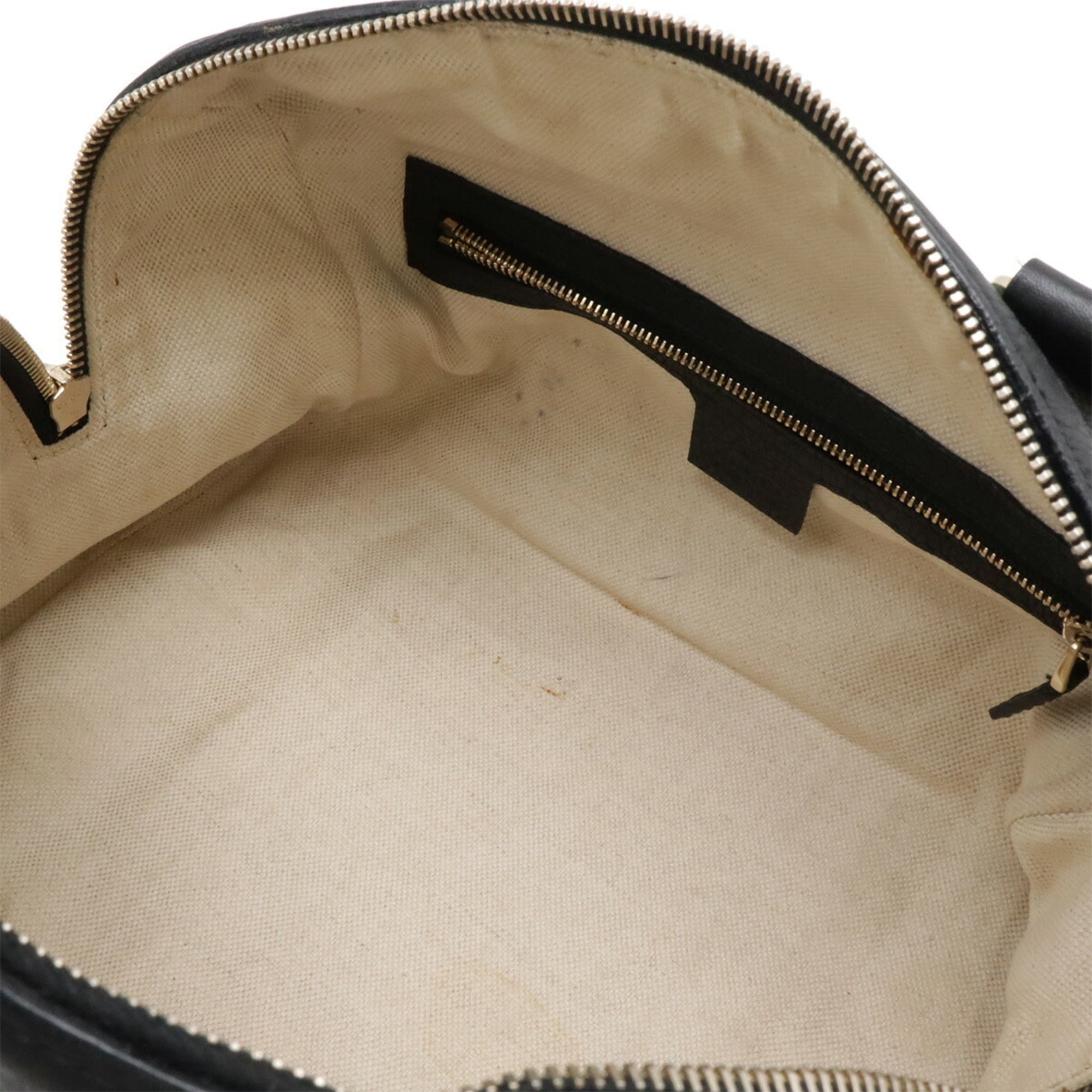 Gucci Sherry Line Black Green Red Color Leather Handbag Shoulder Bag (Pre-Owned)