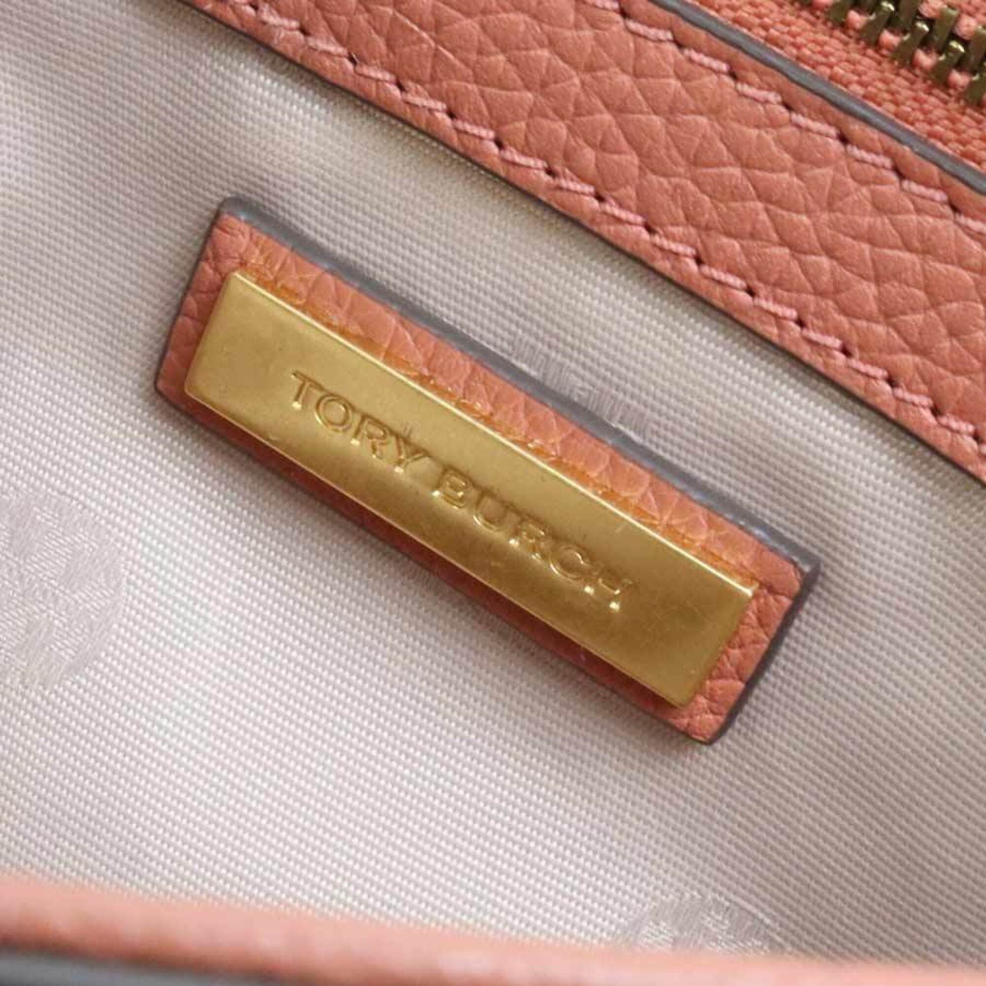 Tory Burch Coral Orange Leather Shoulder Bag (Pre-Owned)
