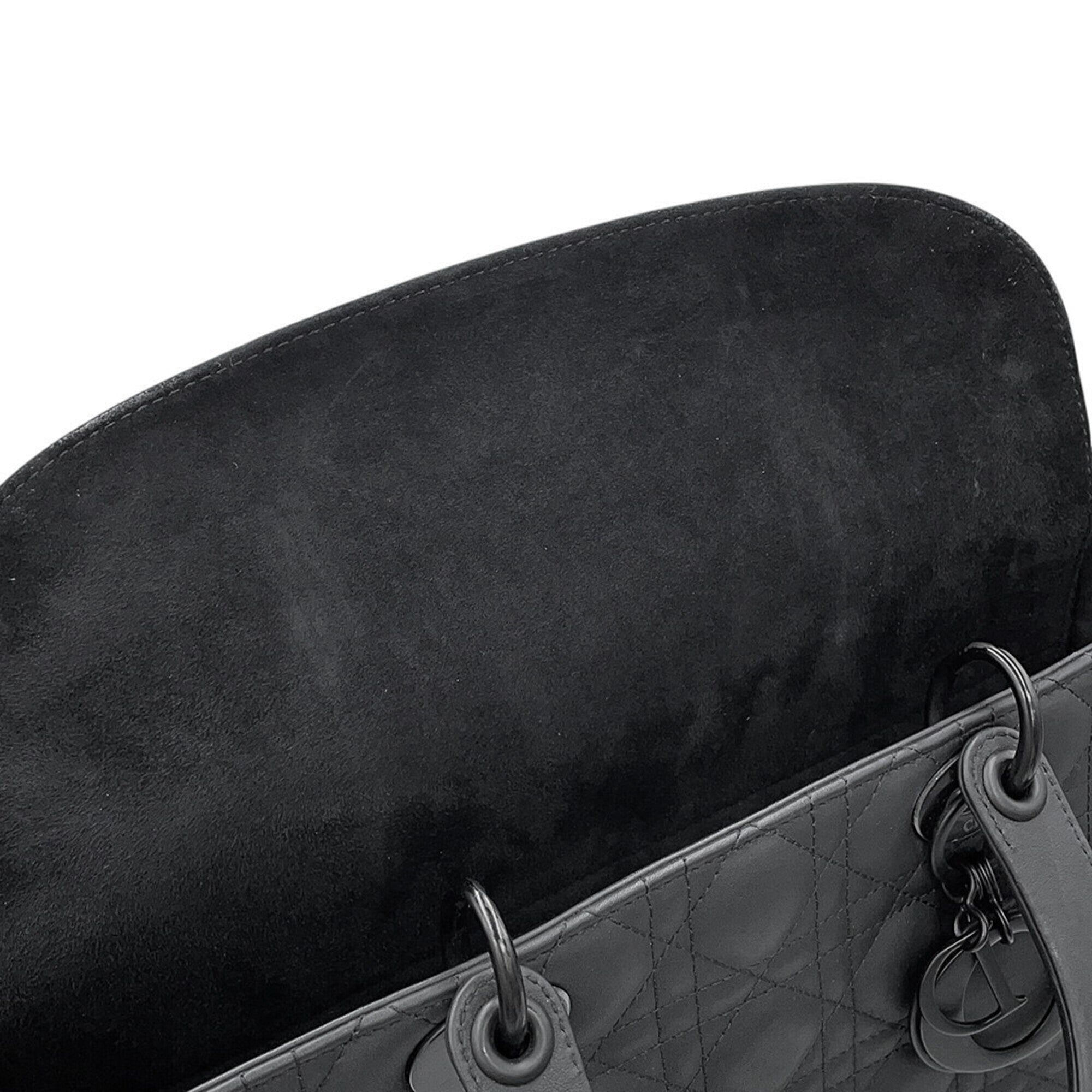 Christian Dior Lady Dior Black Leather Handbag (Pre-Owned)