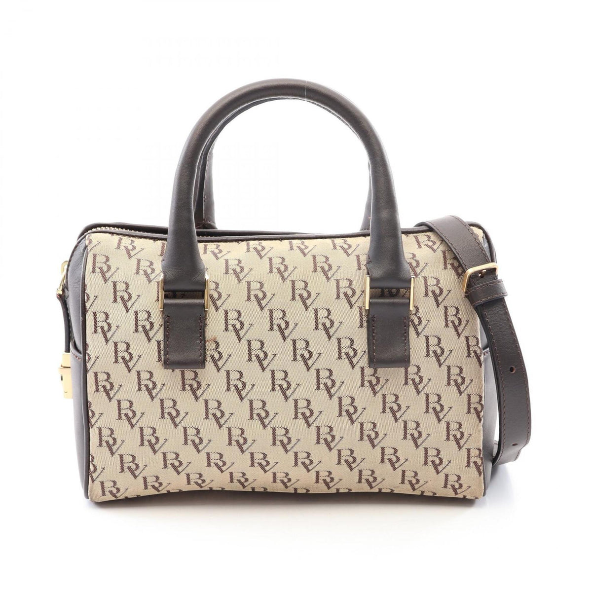 Bottega Veneta Beige Brown Canvas Leather Handbag (Pre-Owned)