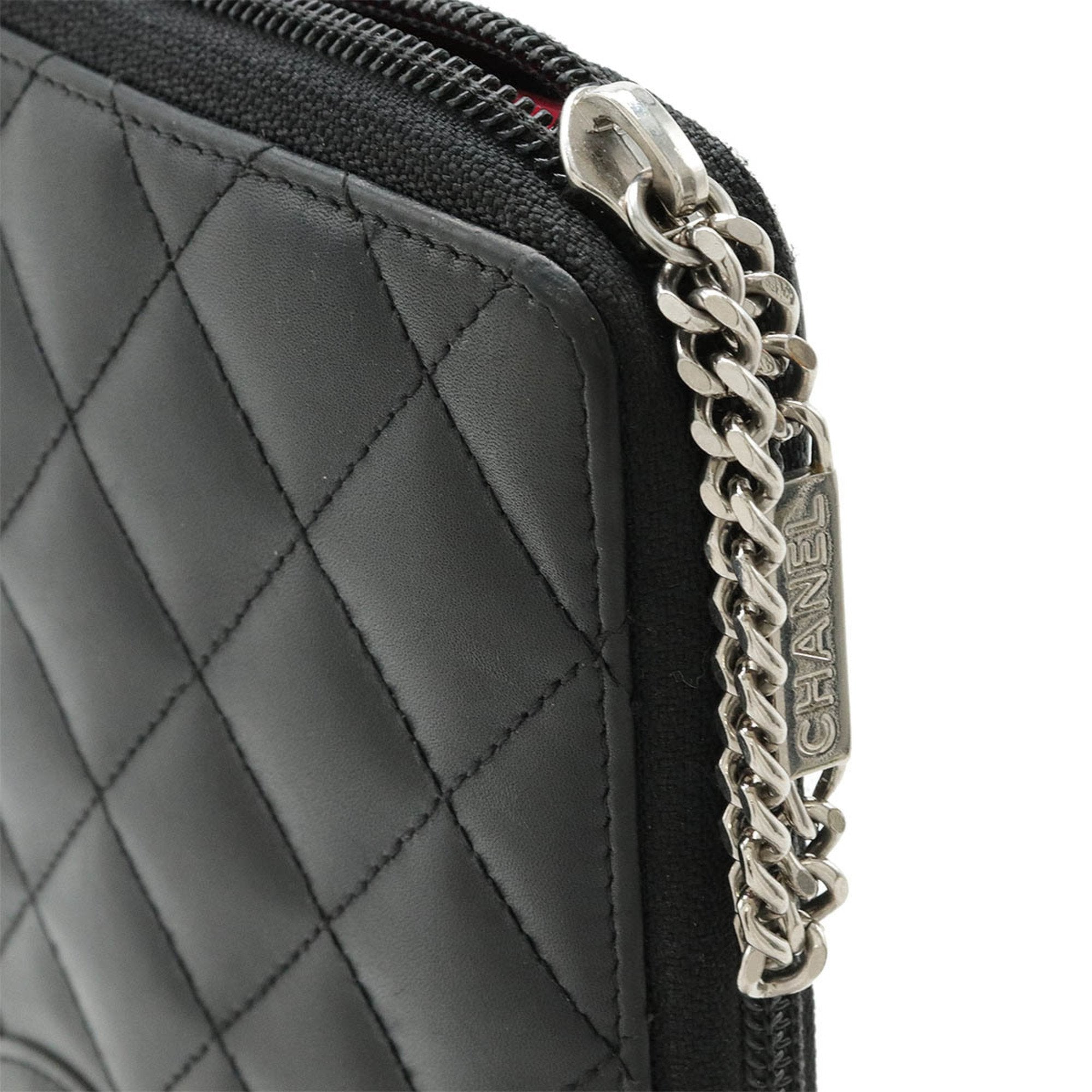 Chanel Black Pink Leather Wallet (Bi-Fold) (Pre-Owned)