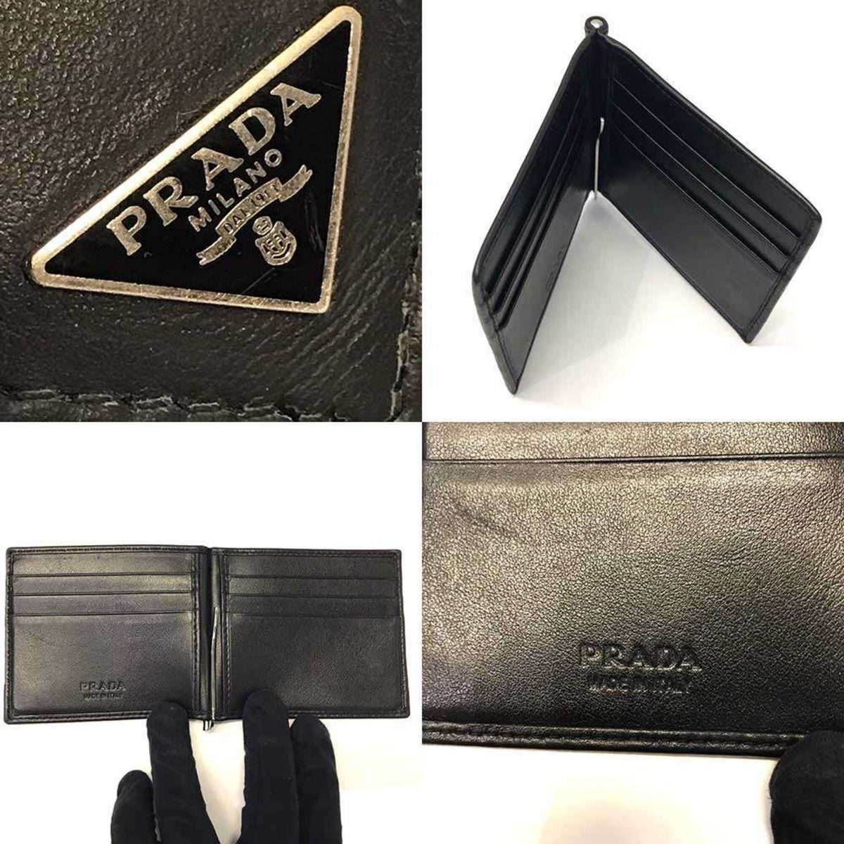 Prada Black Leather Money Clip (Pre-Owned)