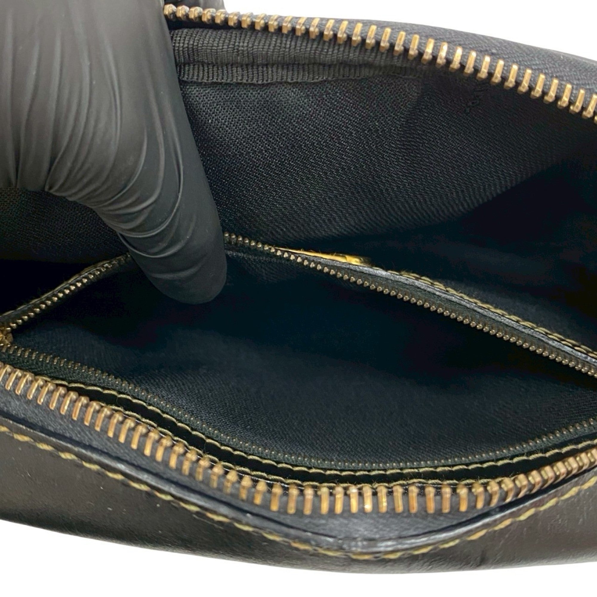 Fendi Black Brown Leather Pvc Pochette Shoulder Bag (Pre-Owned)