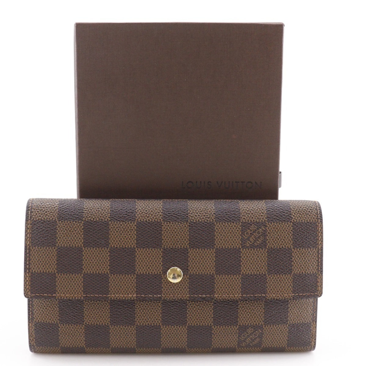 Louis Vuitton Brown Damier Canvas Long Wallet (Bi-Fold) (Pre-Owned)