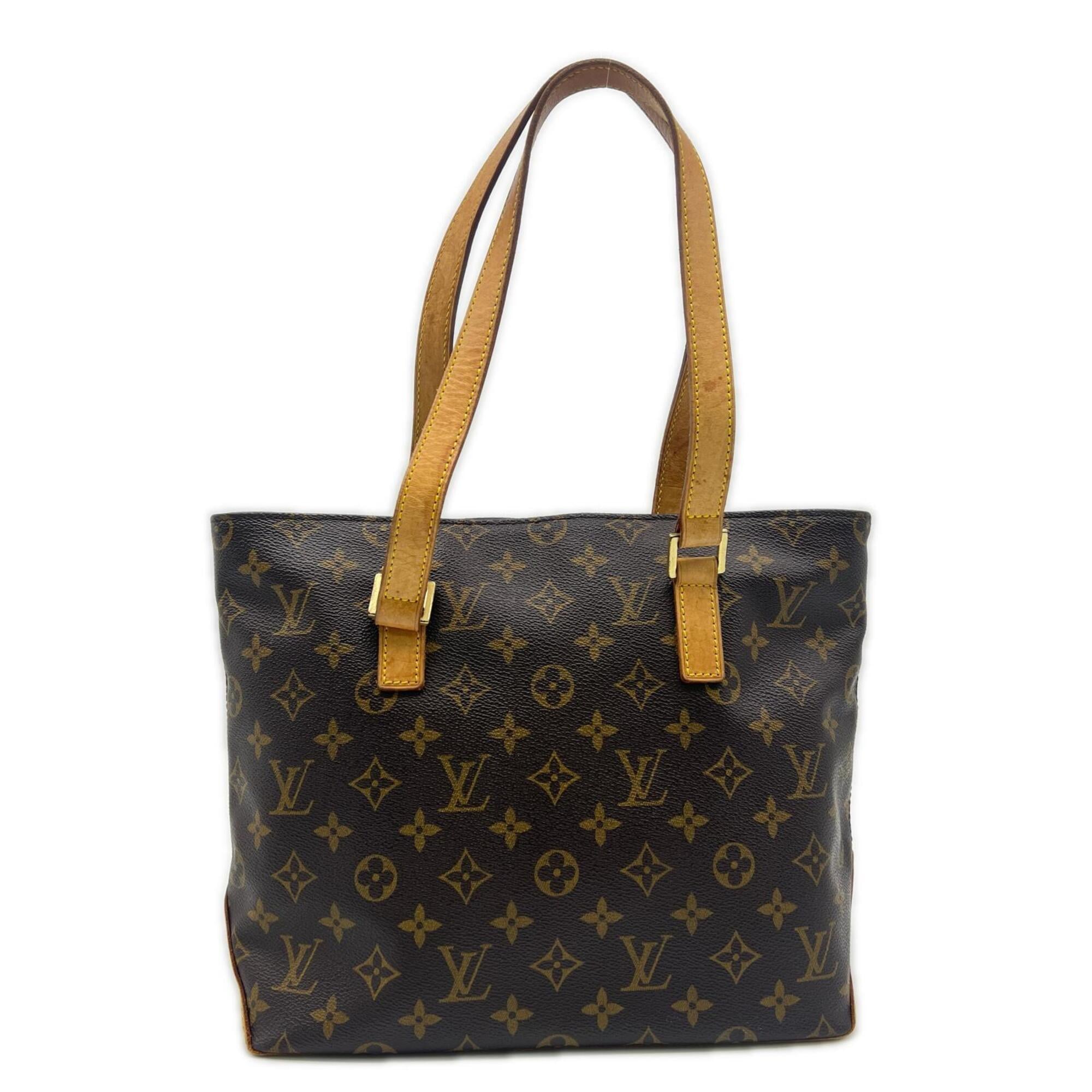 Louis Vuitton Monogram Beige Brown Coated Canvas Leather Handbag (Pre-Owned)