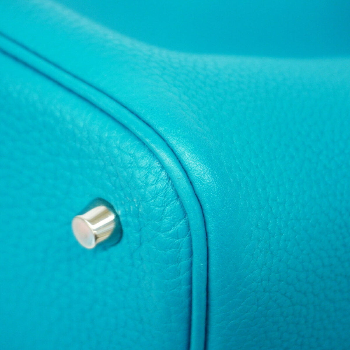 Hermes Turquoise Taurillon Clemence Leather Handbag (Pre-Owned)