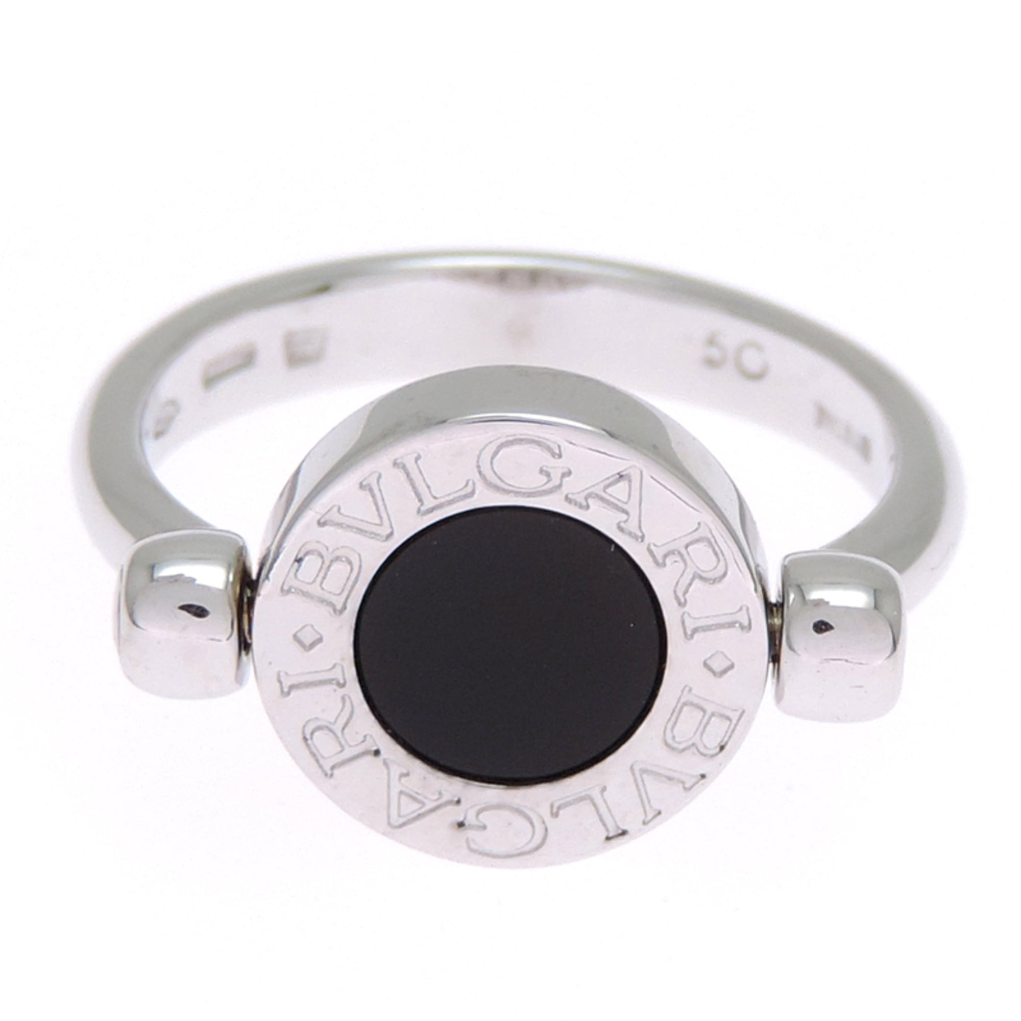 Bvlgari Silver Black White Gold (18K) Band Ring (Pre-Owned)