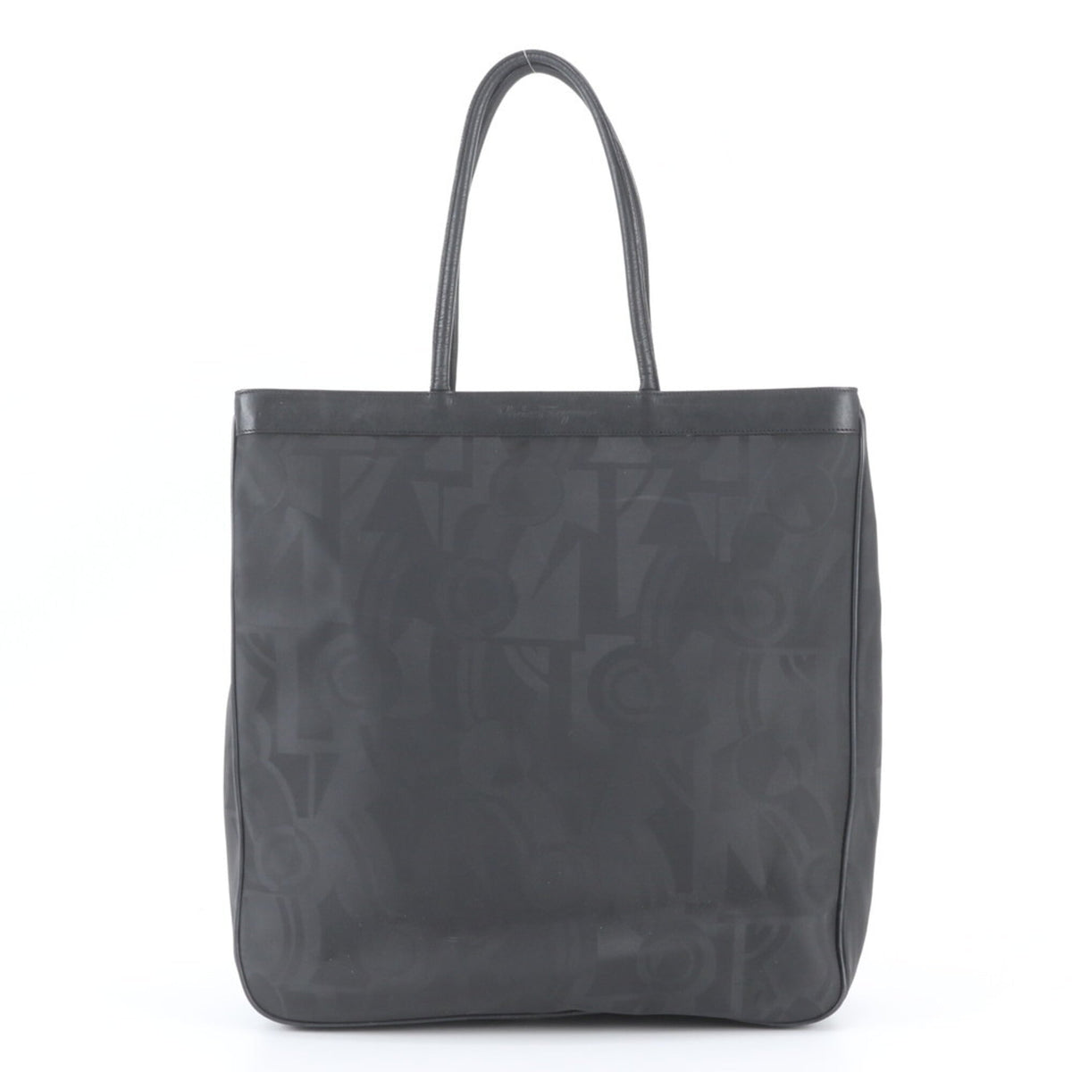 Salvatore Ferragamo Black Leather Nylon Shoulder Bag Tote Bag (Pre-Owned)