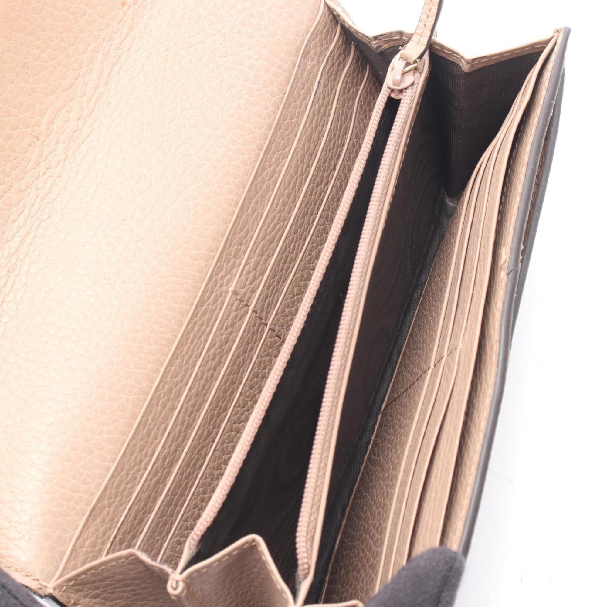 Gucci Beige Brown Pink Leather Pvc Long Wallet (Bi-Fold) (Pre-Owned)
