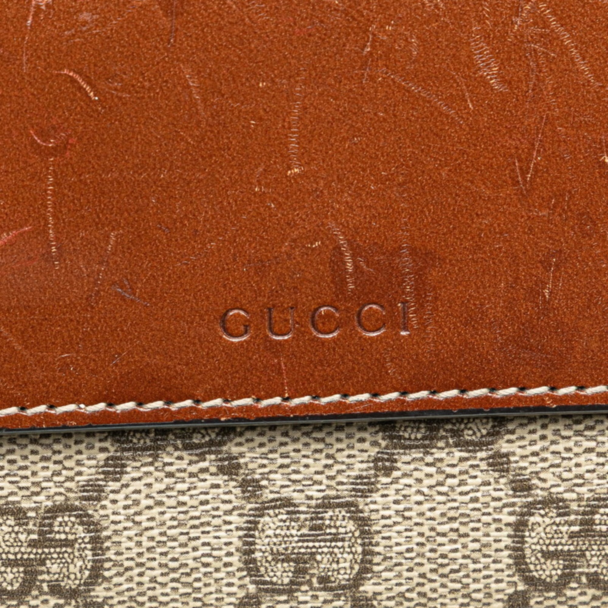 Gucci Beige Brown Pvc Leather Long Wallet (Bi-Fold) (Pre-Owned)
