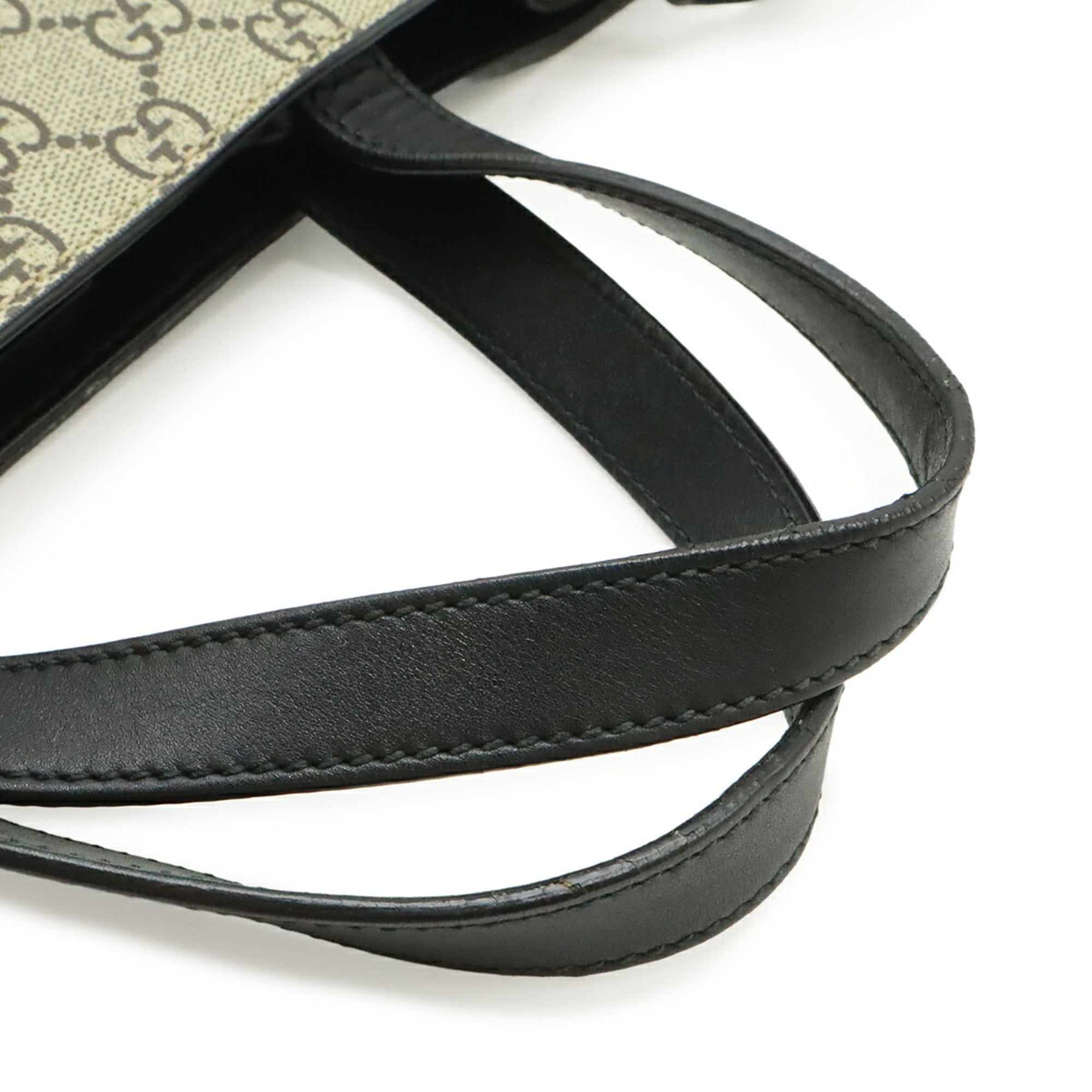 Gucci Beige Black Khaki Gg Supreme Shoulder Bag Tote Bag (Pre-Owned)