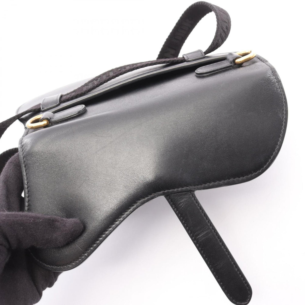 Christian Dior Black Leather Fanny Pack Handbag Saddle Bag (Pre-Owned)