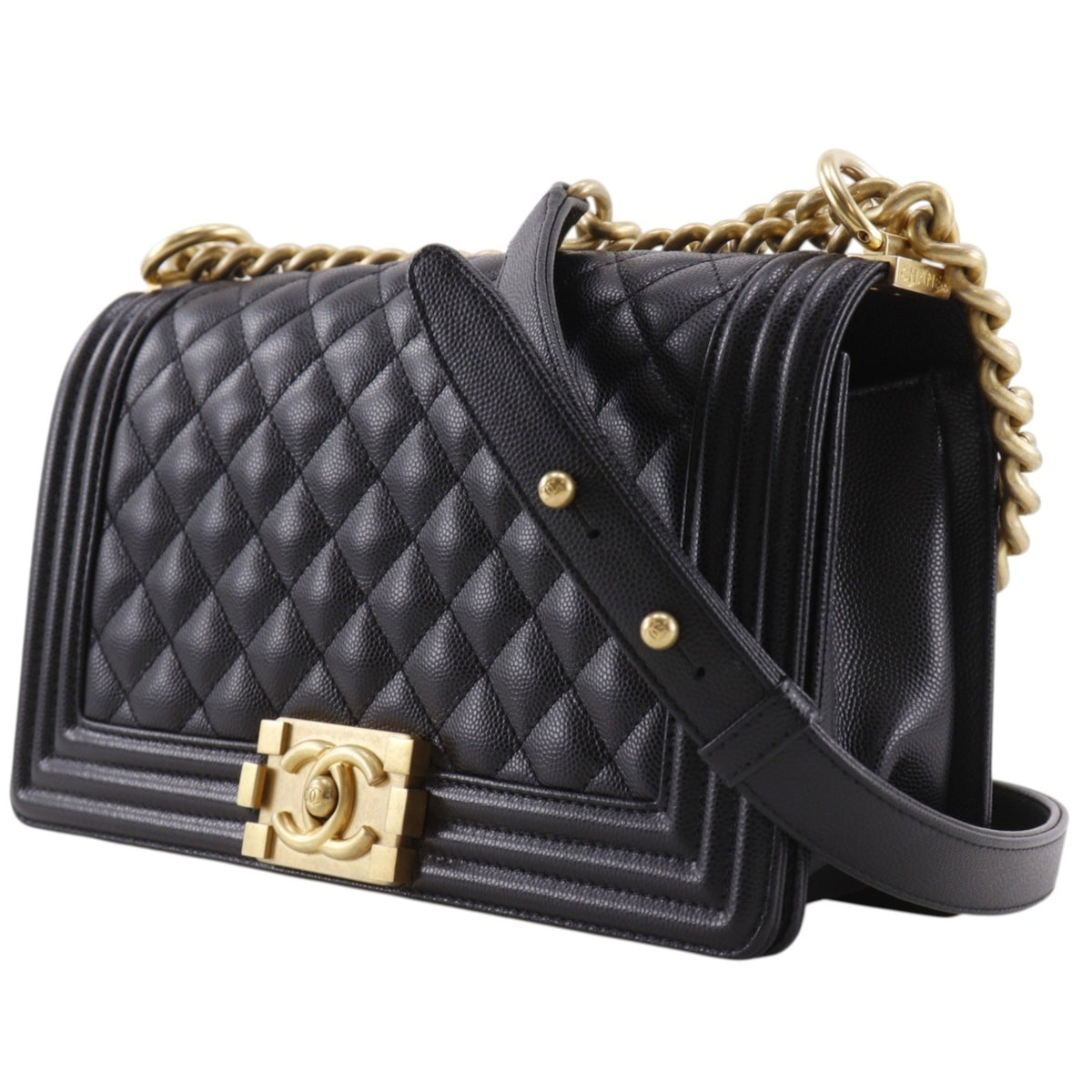 Chanel Black Grained Calfskin Shoulder Bag (Pre-Owned)