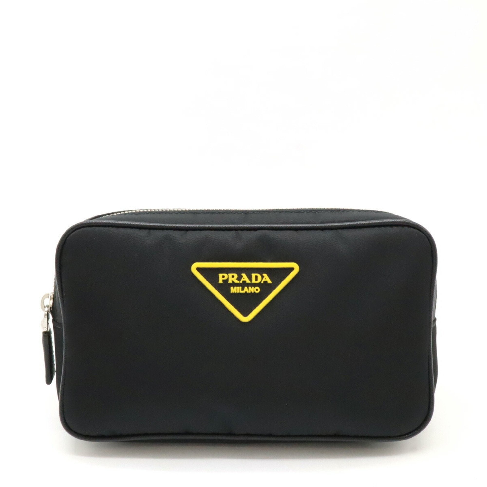Prada Black Nero Yellow Nylon Pouch Sling Bag (Pre-Owned)
