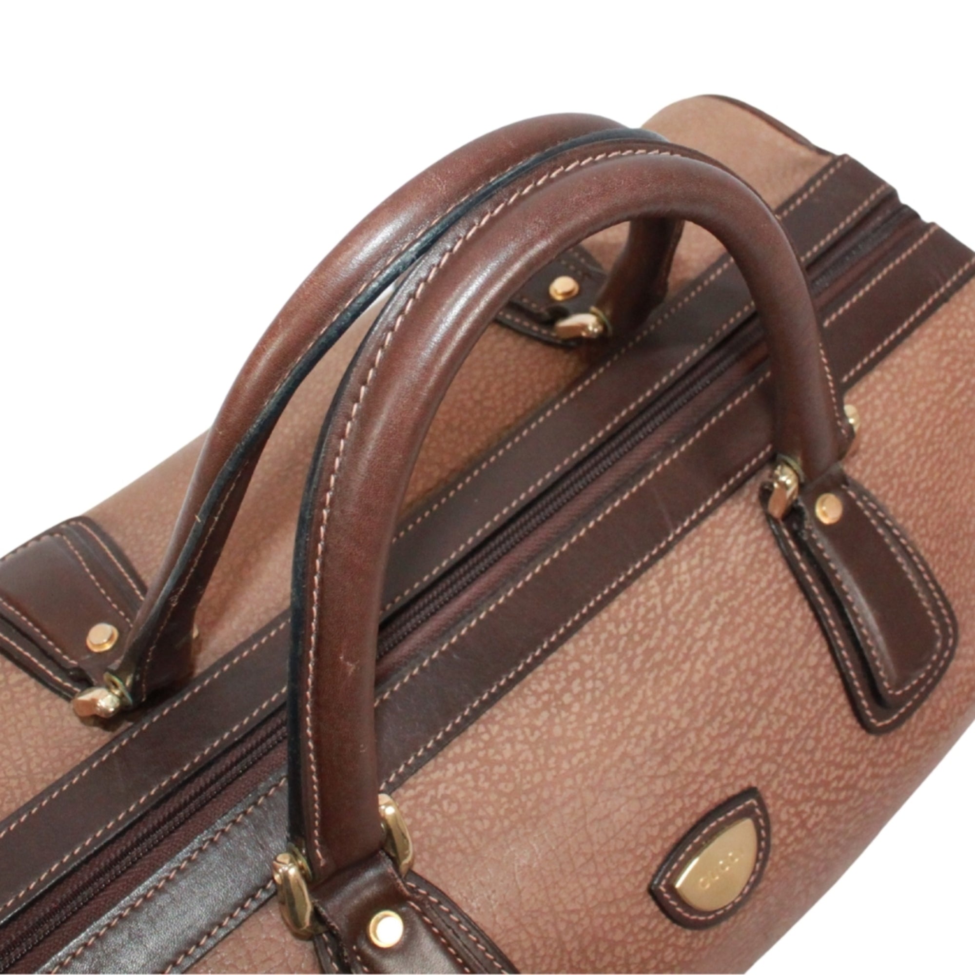 Gucci Brown Leather Boston Bag Handbag (Pre-Owned)