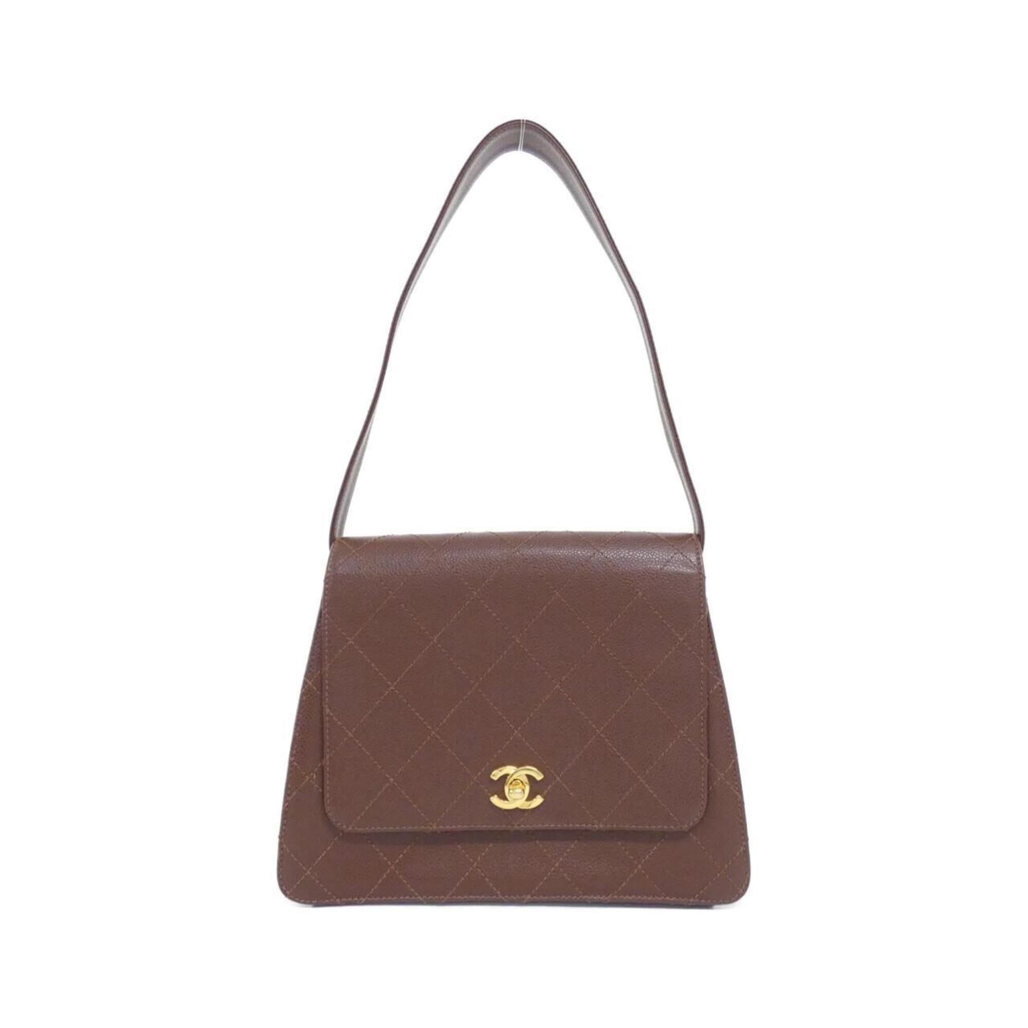 Chanel Dark Brown Grained Calfskin Shoulder Bag (Pre-Owned)