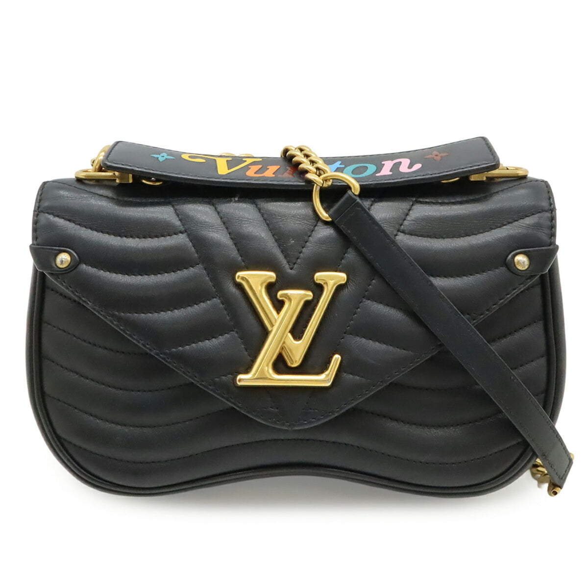 Louis Vuitton Noir Leather Shoulder Bag (Pre-Owned)