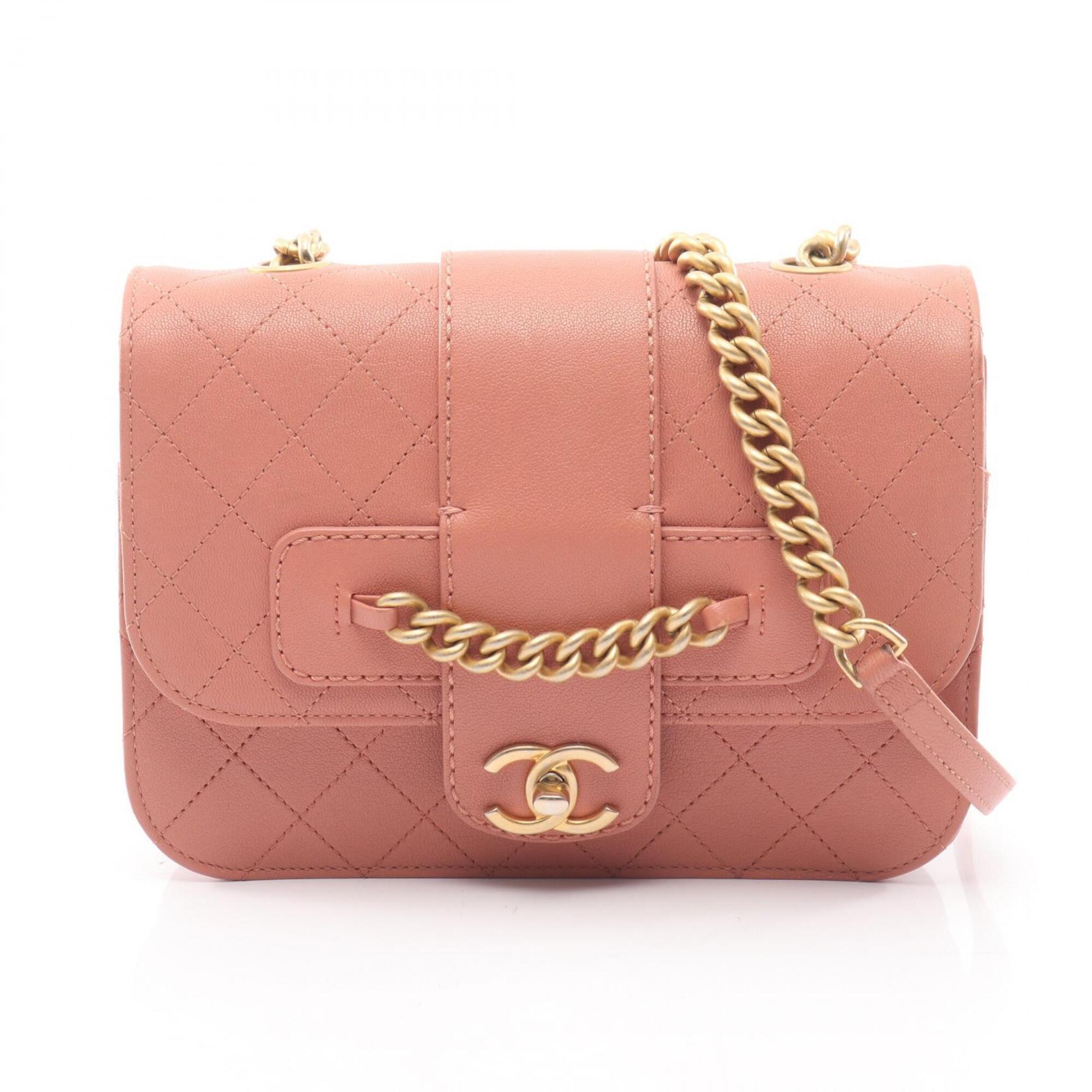 Chanel Matelasse Pink Leather Handbag Shoulder Bag (Pre-Owned)