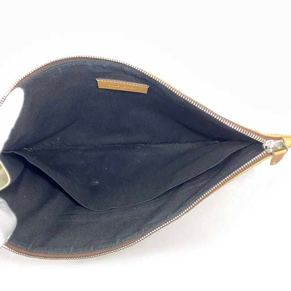 Balenciaga Beige White Canvas Leather Clutch Bag Handbag (Pre-Owned)