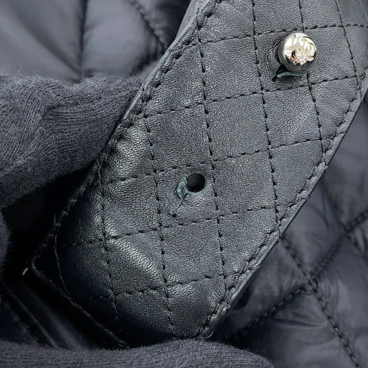 Chanel Black Nylon Leather Backpack Handbag (Pre-Owned)