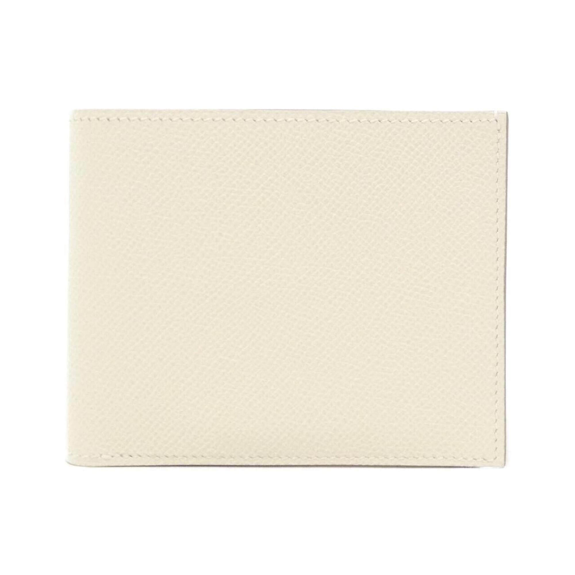 Hermes Capucine White Epsom Leather Silk Wallet (Bi-Fold) (Pre-Owned)