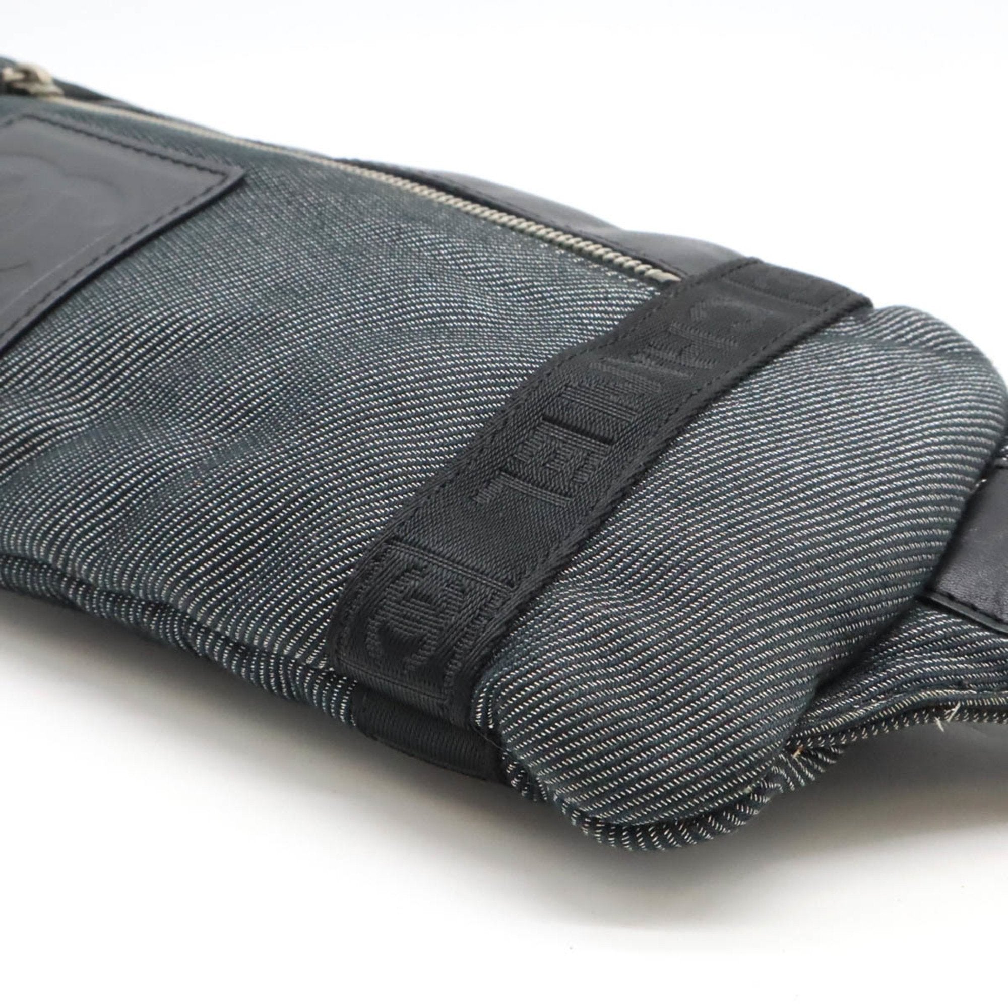Chanel Black Jacquard Leather Pouch Sling Bag (Pre-Owned)